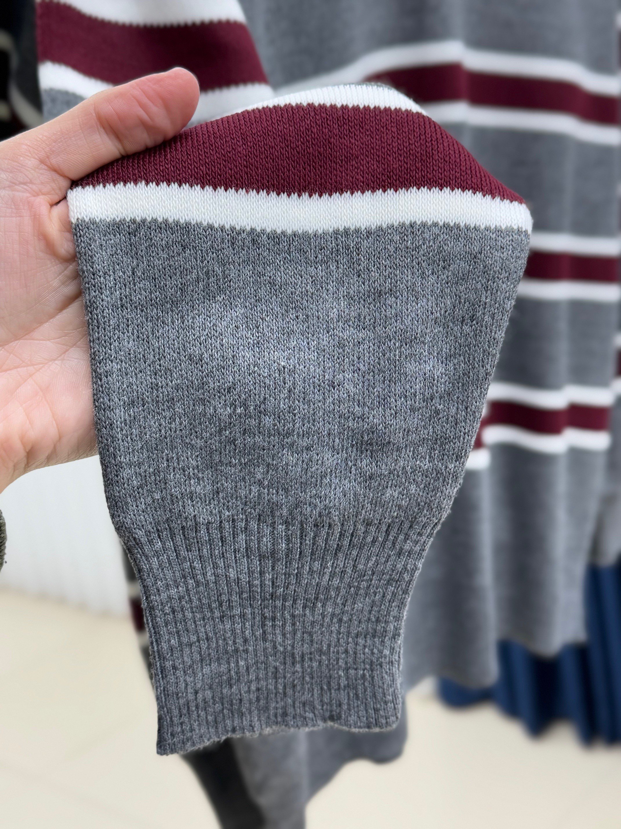 Aliza Polo Yaka Çizgili Düğmeli Kazak-KR5053 Antrasit