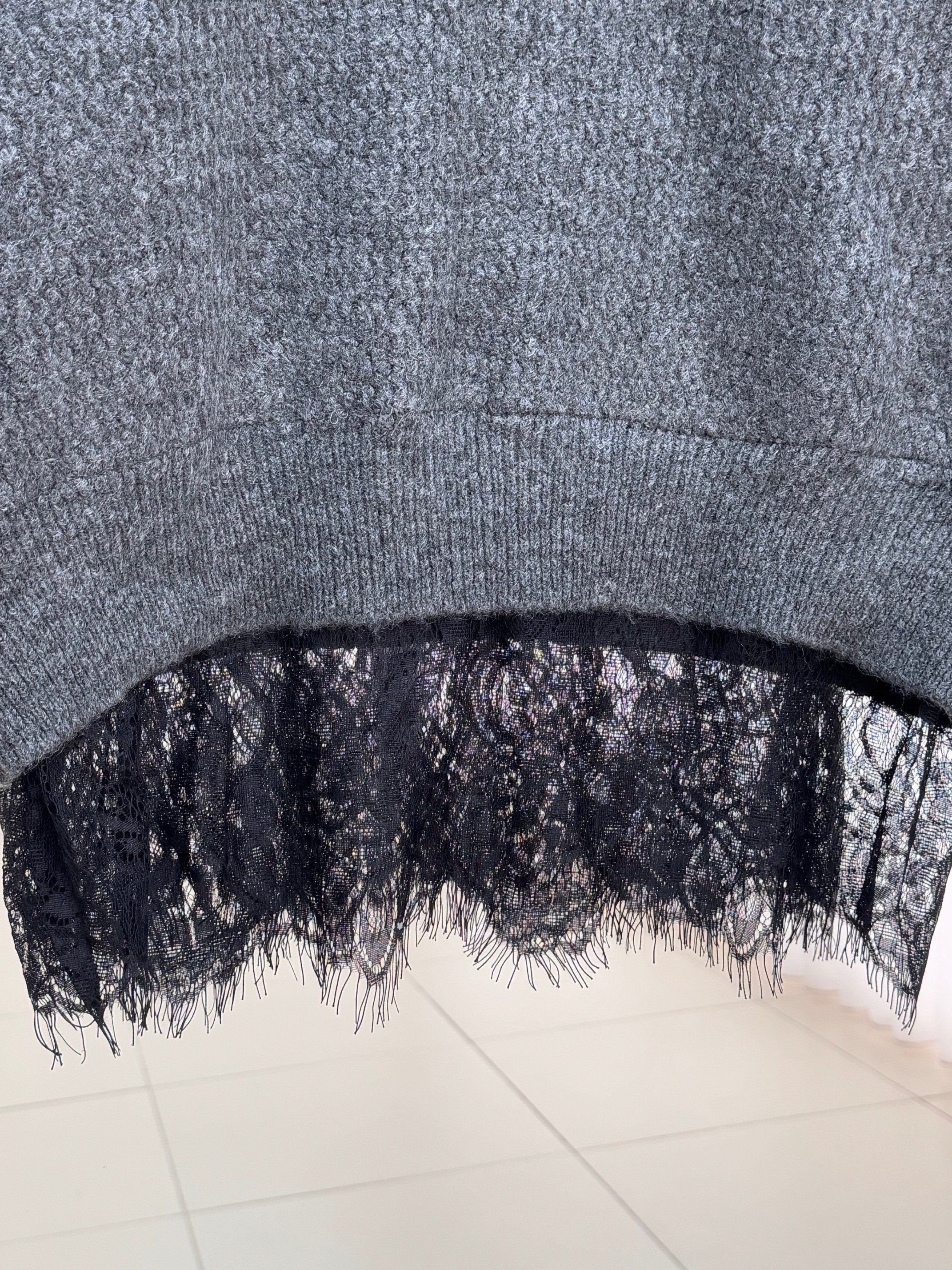 Allegra Altı Dantel Detaylı Triko Kazak-Zİ4514 Antrasit