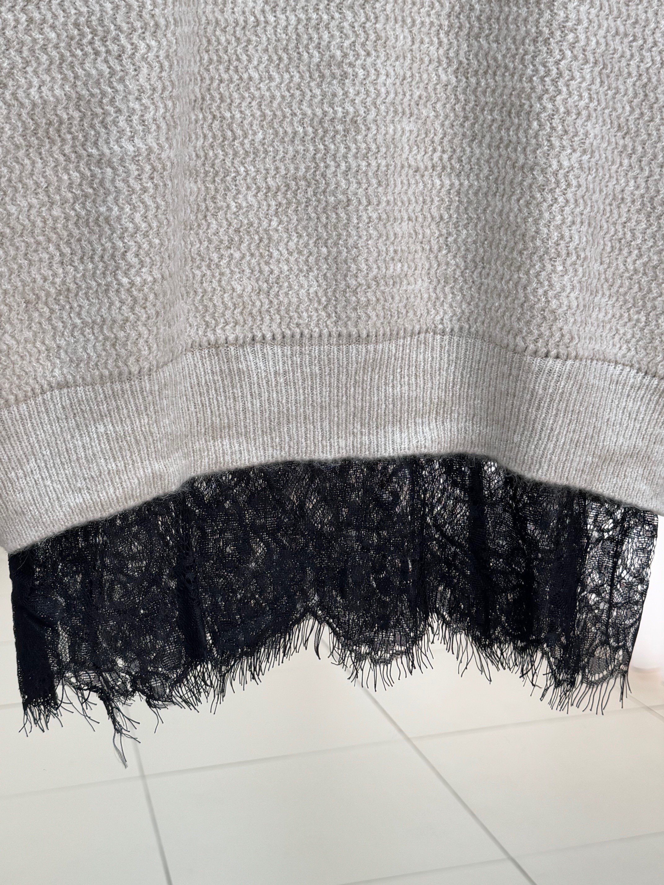 Allegra Altı Dantel Detaylı Triko Kazak-Zİ4514 Taş