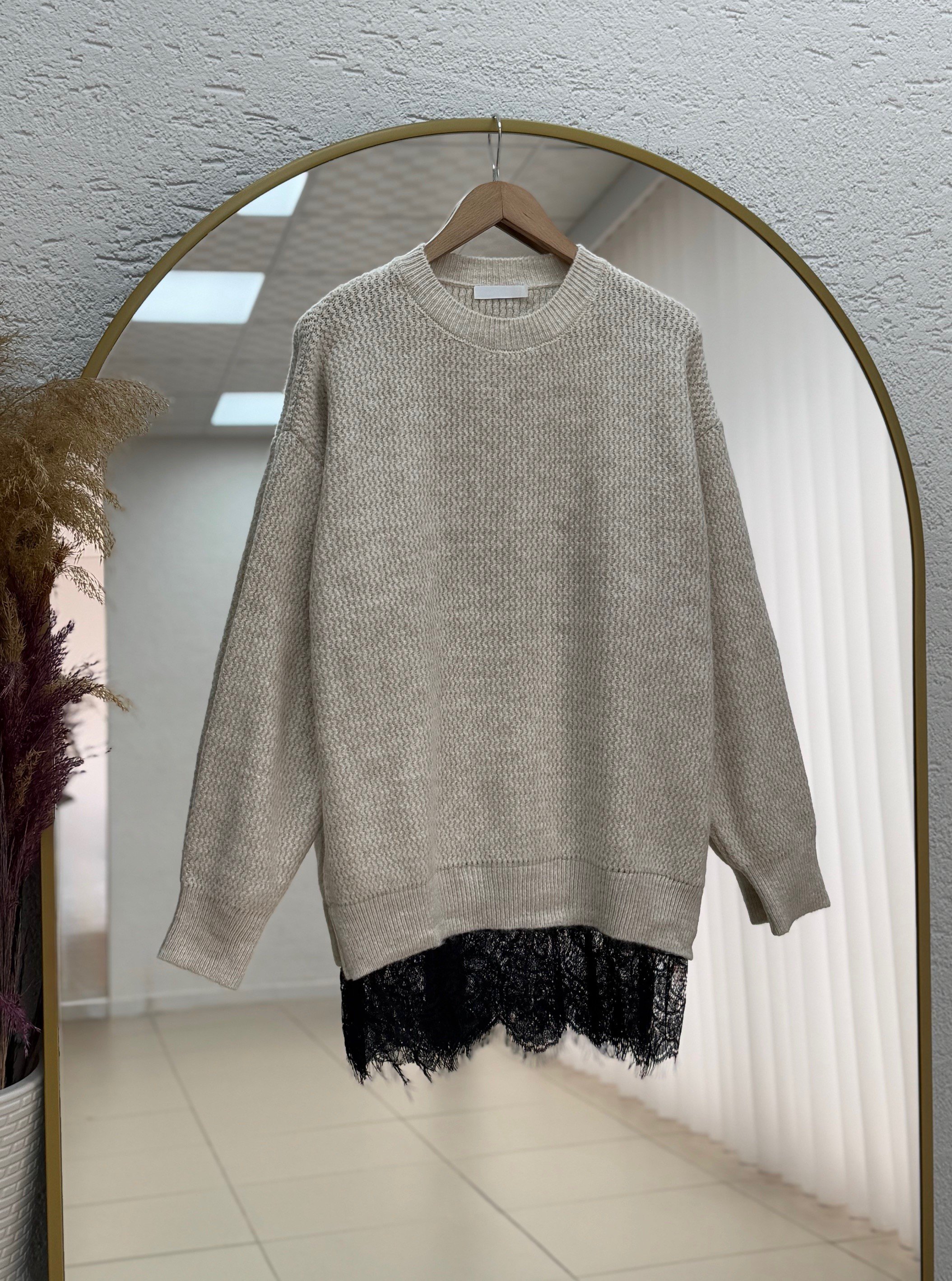 Allegra Altı Dantel Detaylı Triko Kazak-Zİ4514 Taş