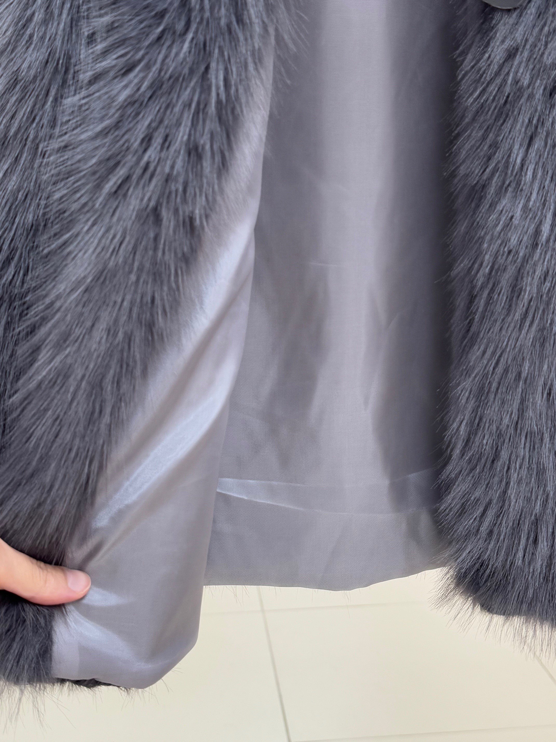 Almah Astarlı Tüylü Kemerli Yelek-EN2205 Antrasit