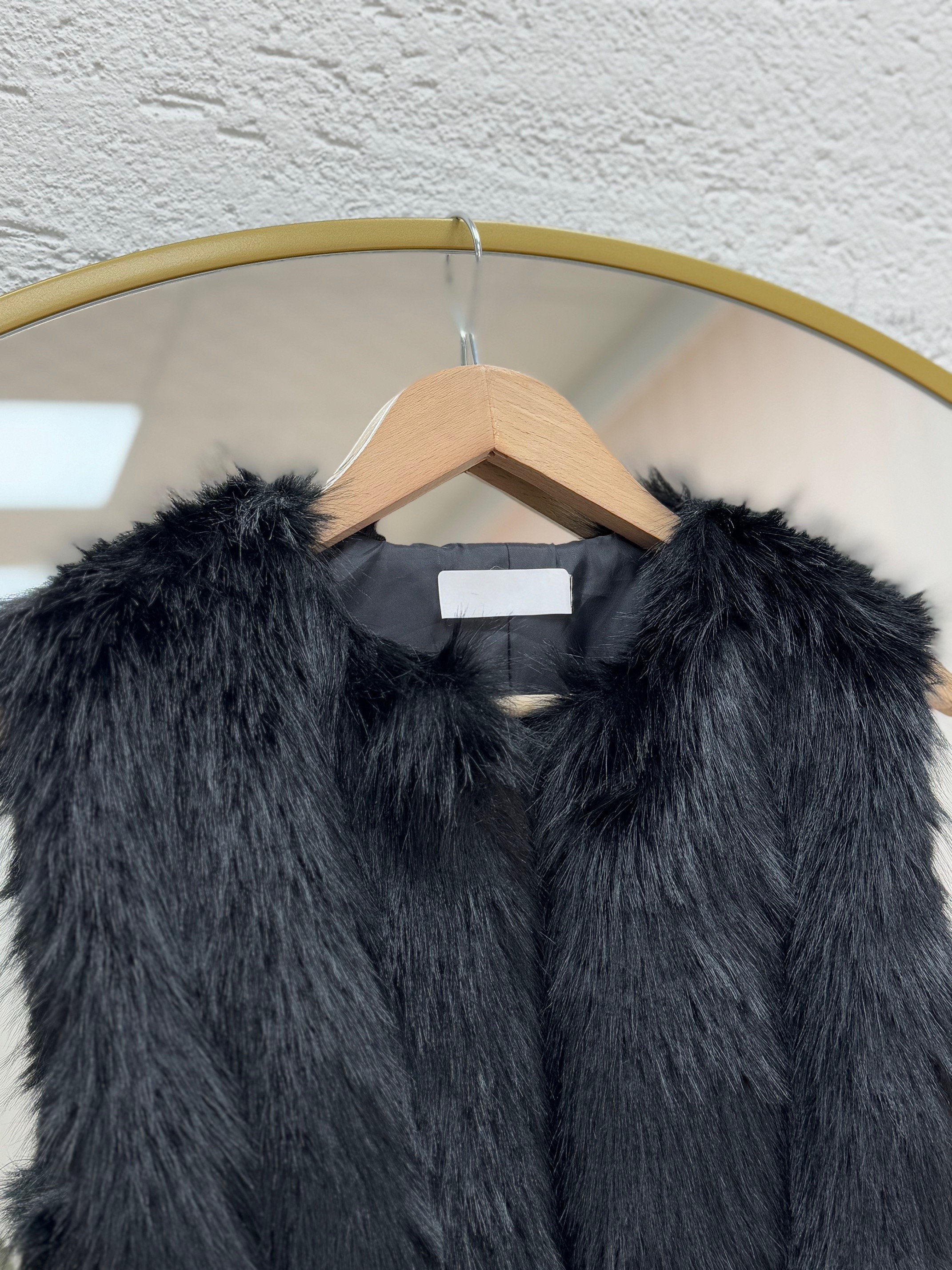 Almah Astarlı Tüylü Kemerli Yelek-EN2205 Siyah