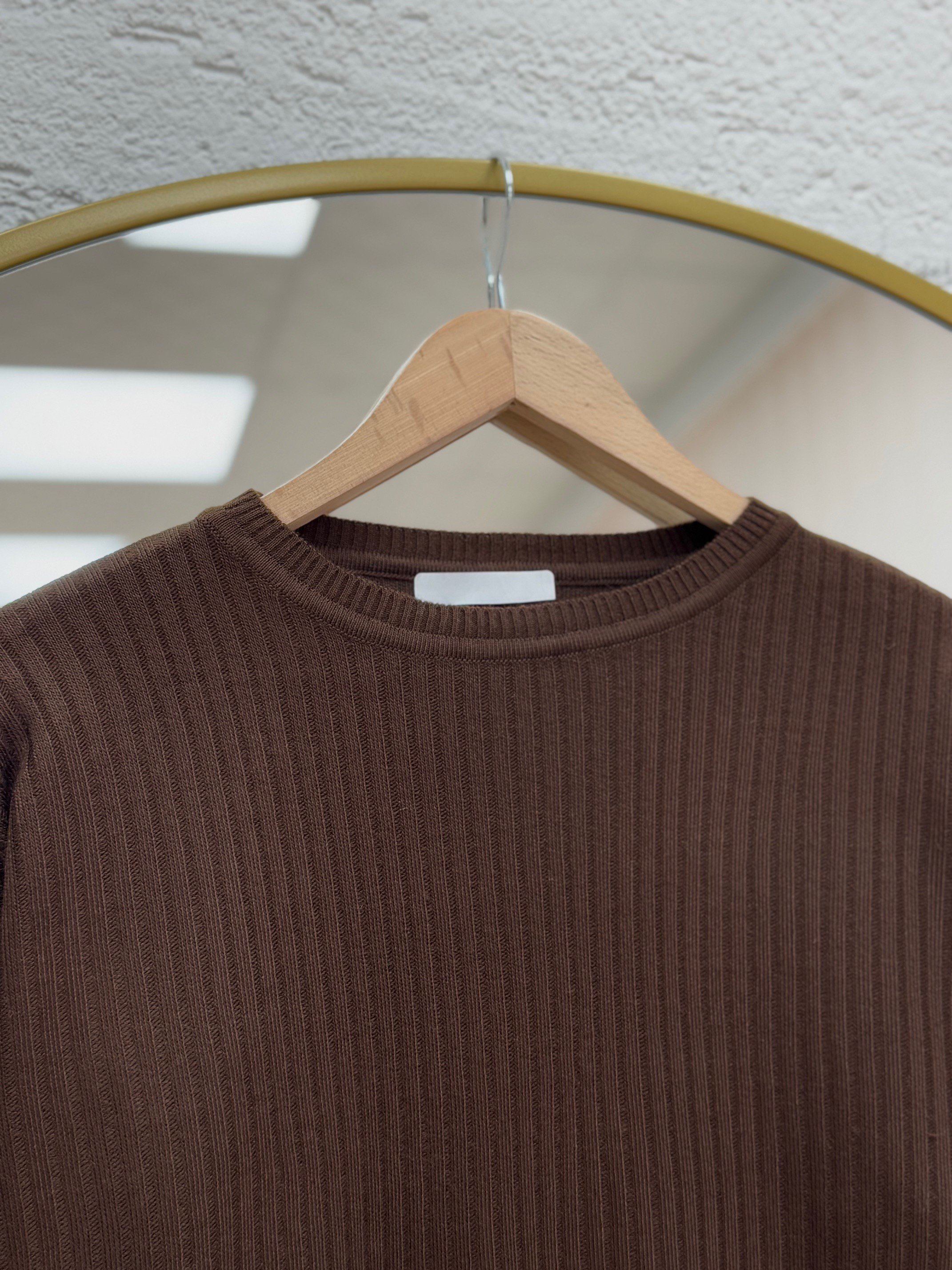 Alosia Fitilli Düz Tunik-Zİ6152 Kahve