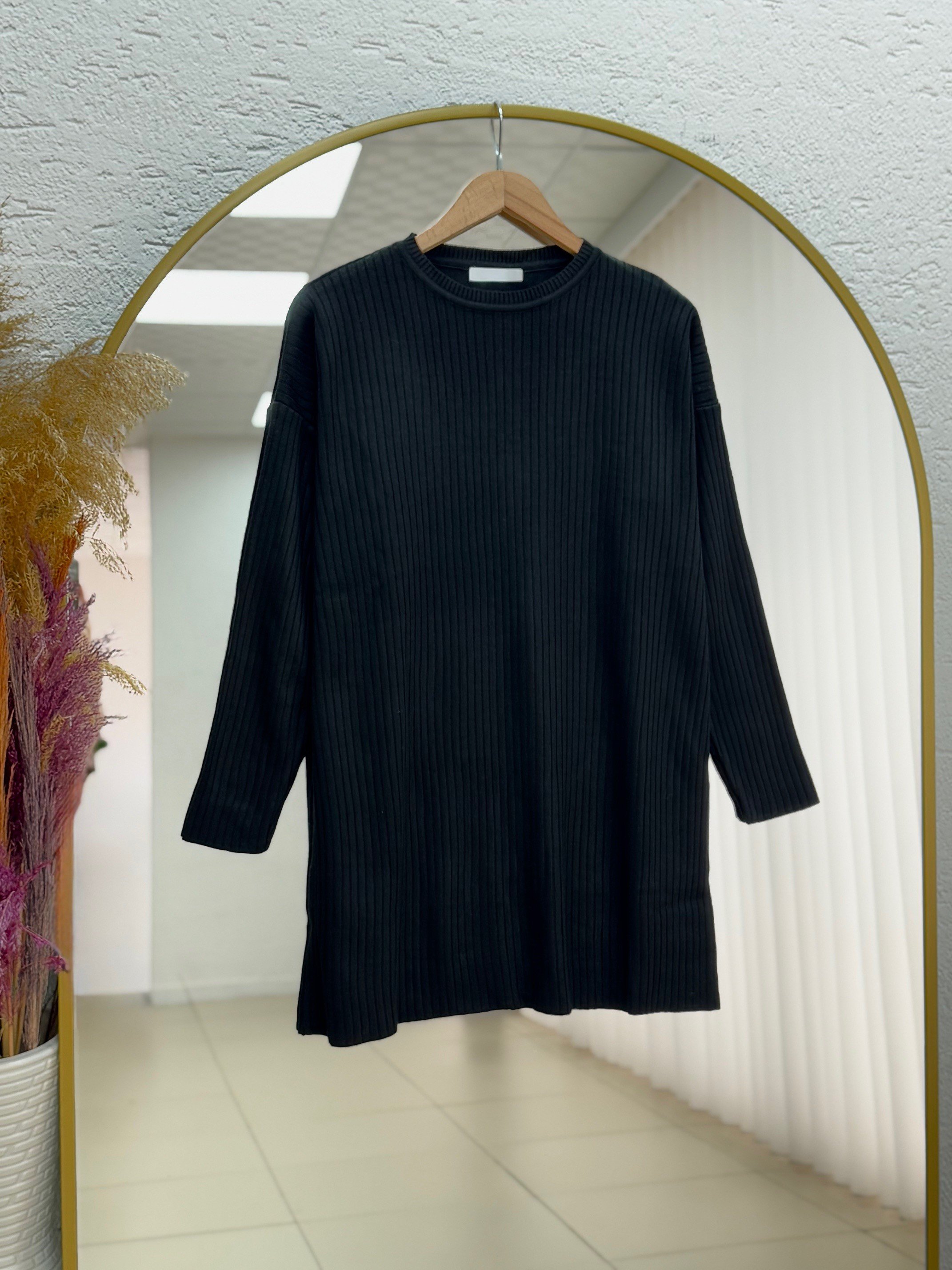 Alosia Fitilli Düz Tunik-Zİ6152 Siyah