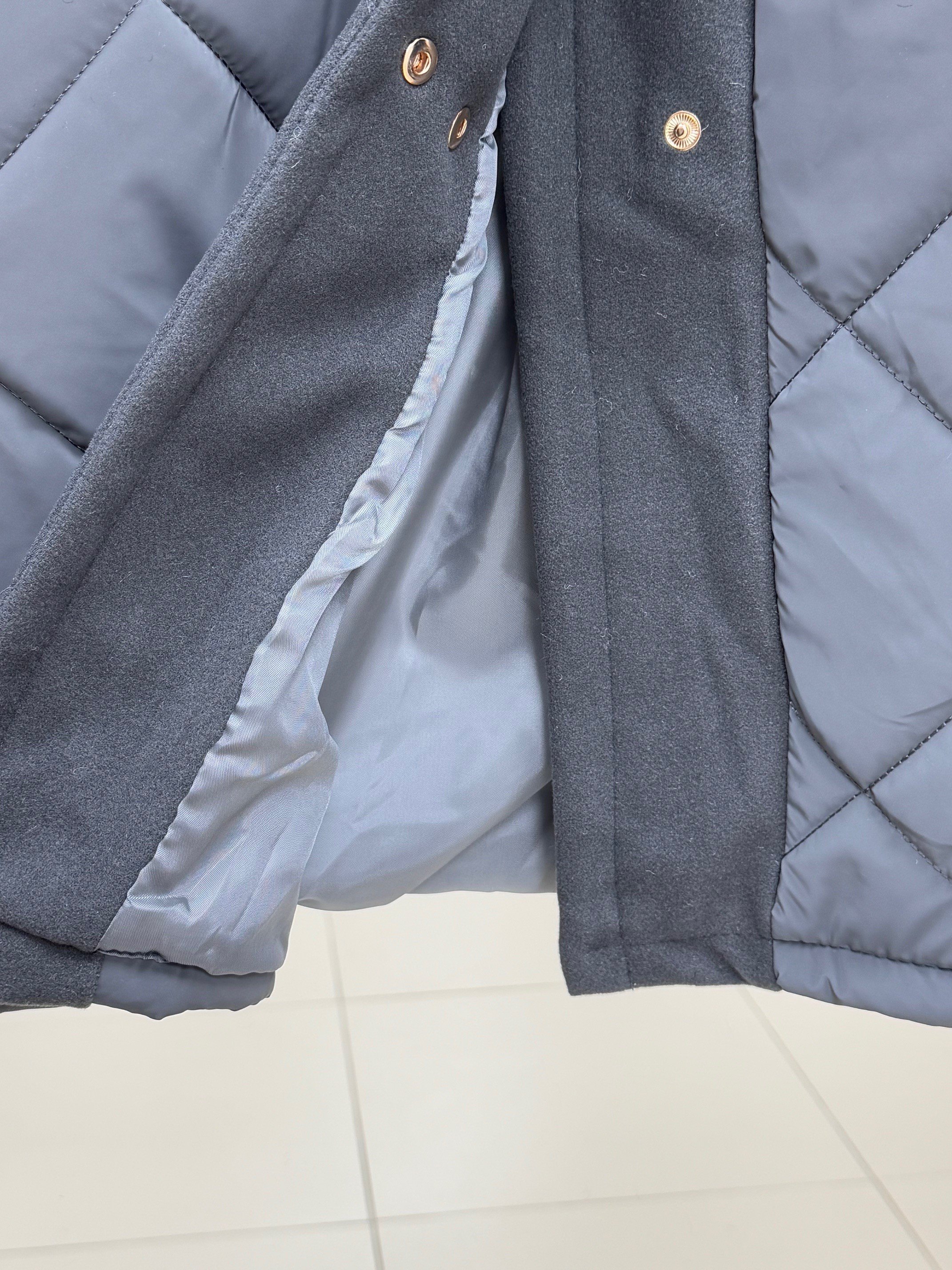 Alva Düğmeleri Çıtçıtlı Beli Sıkmalı Kapitone Kısa Mont-EN2108 Antrasit