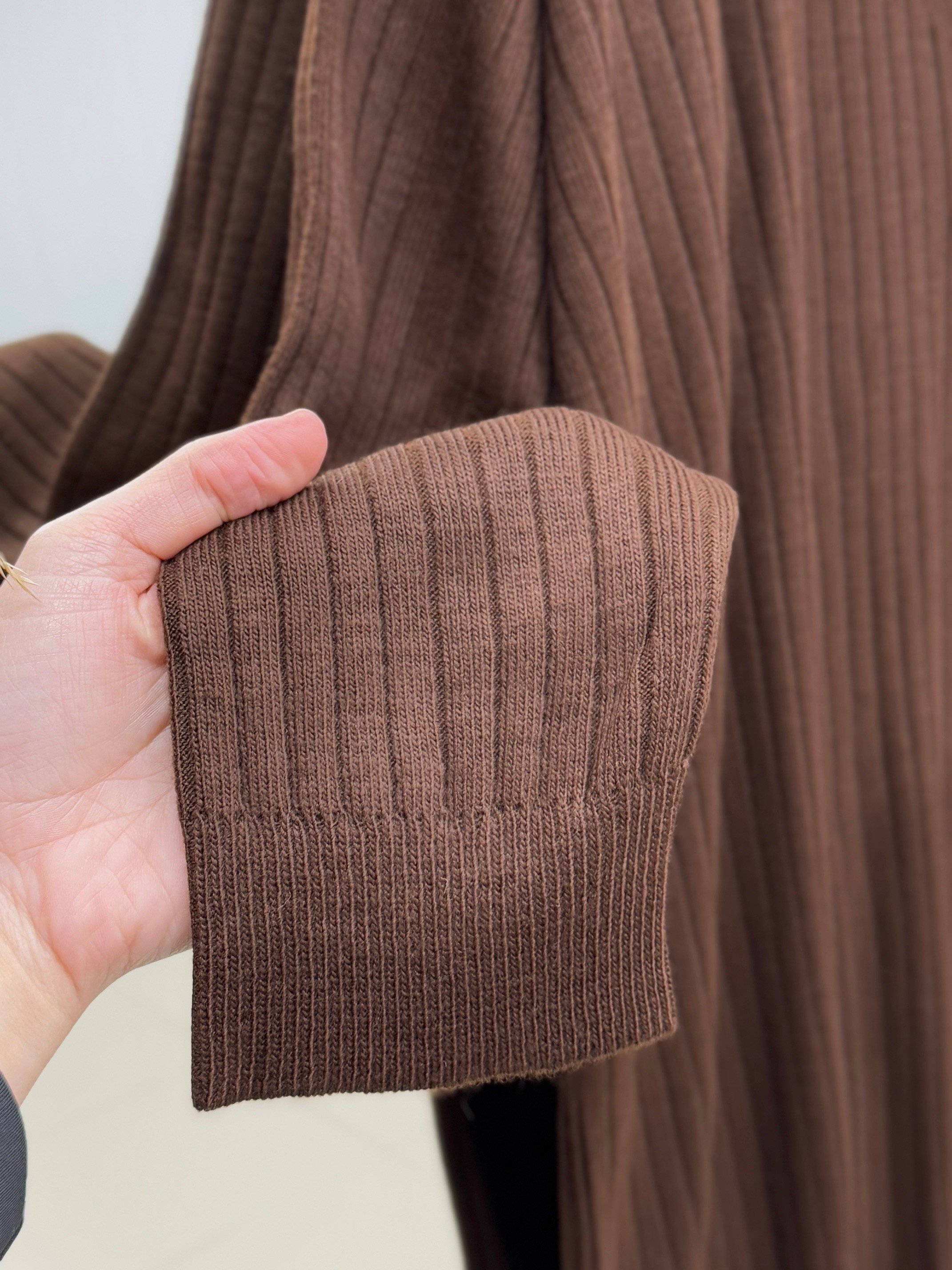 Alvena 5 Düğmeli Fitilli Hırka-Zİ6163 Kahve