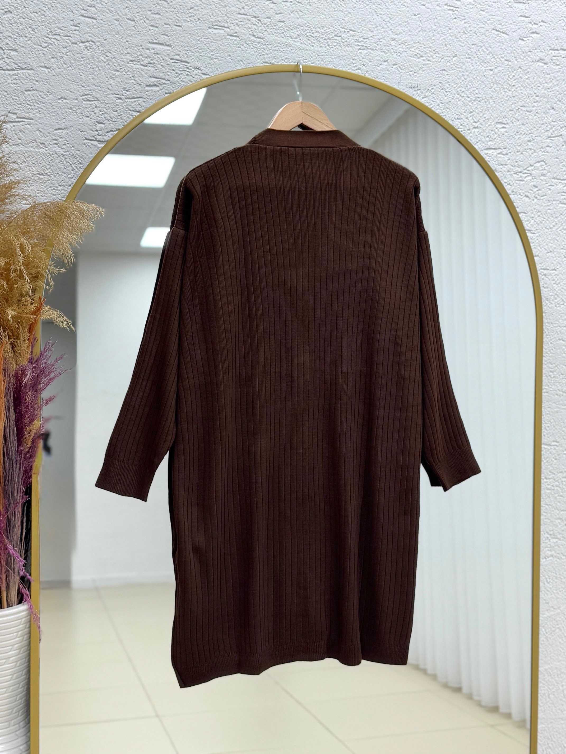 Alvena 5 Düğmeli Fitilli Hırka-Zİ6163 Kahve