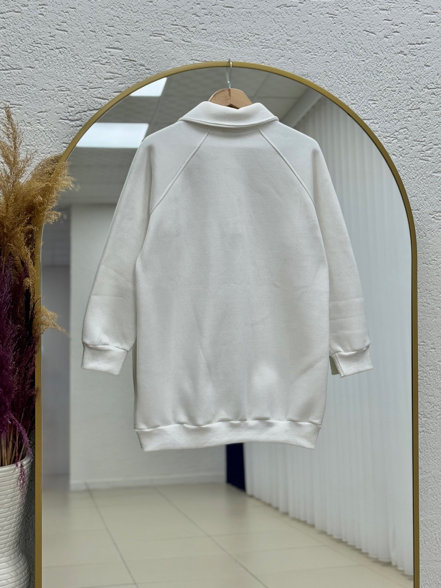 Ariuna Önü Dikişli Düğmeli Üç İp Sweat-ZN4176 Beyaz