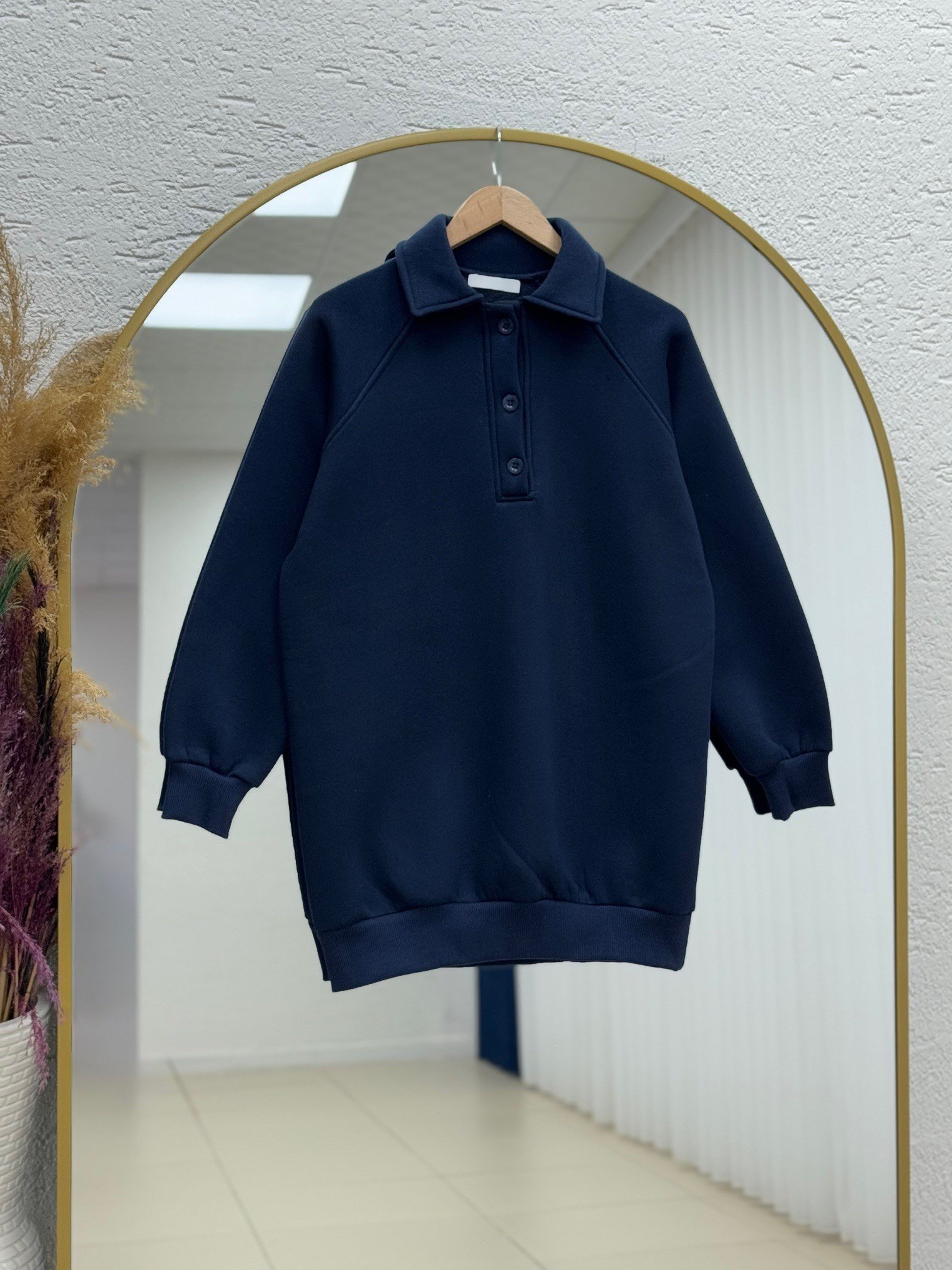 Ariuna Önü Dikişli Düğmeli Üç İp Sweat-ZN4176 Lacivert
