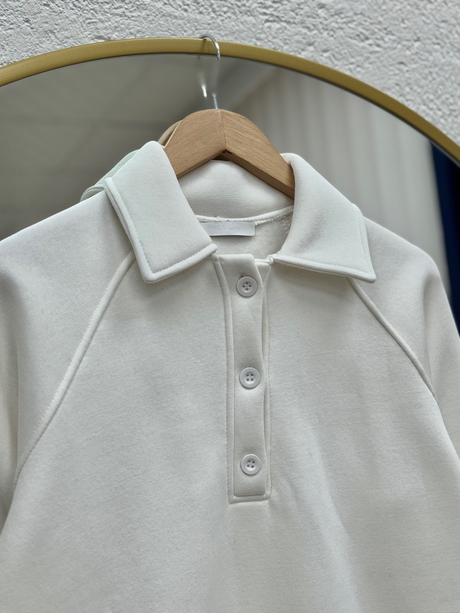 Ariuna Önü Dikişli Düğmeli Üç İp Sweat-ZN4176 Beyaz