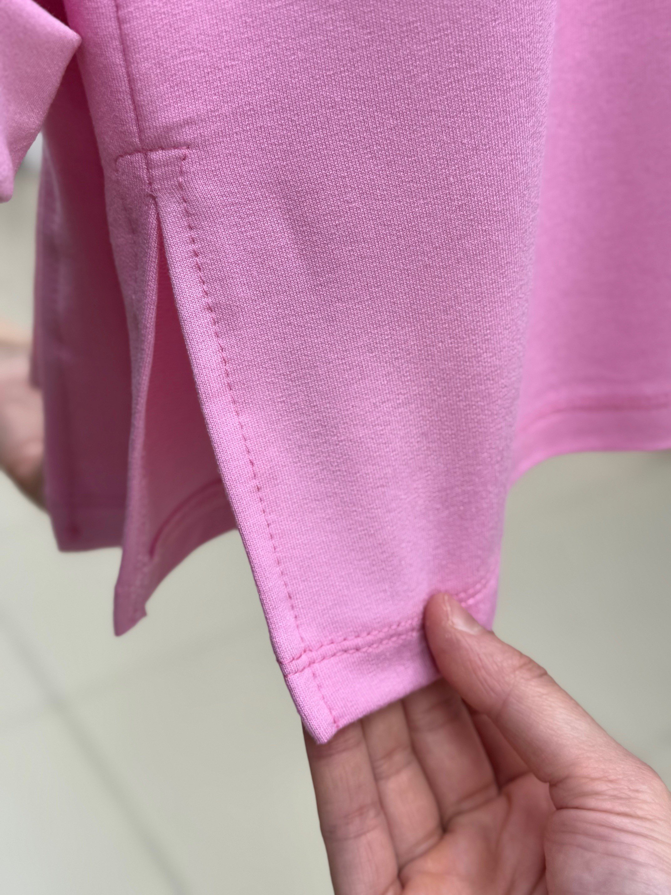 Ariyla Önü Ve Kol Ucu Dikişli Yanları Yırtmaçlı İki İp Sweat-ZN5988 Pembe