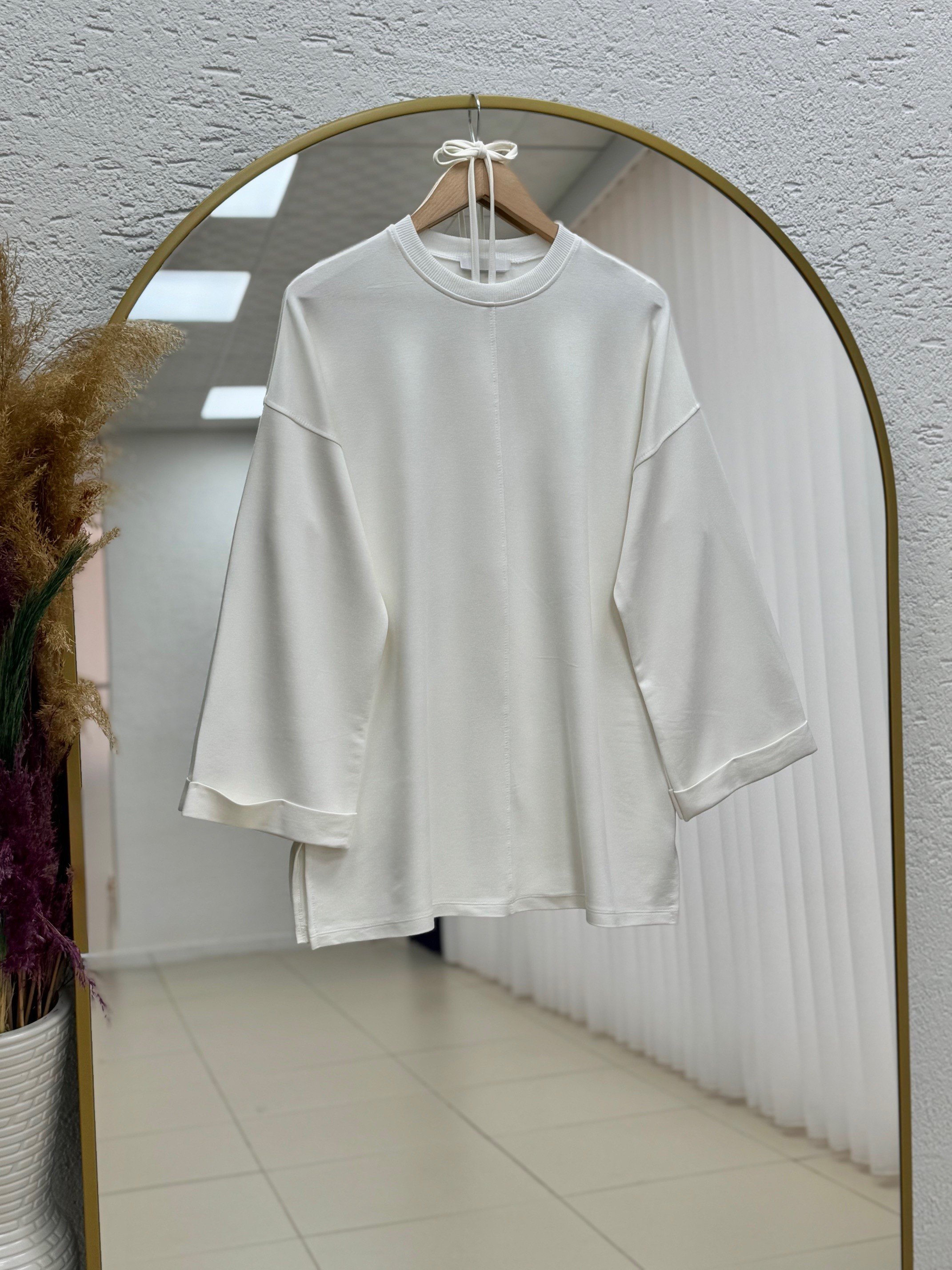 Ariyla Önü Ve Kol Ucu Dikişli Yanları Yırtmaçlı İki İp Sweat-ZN5988 Beyaz