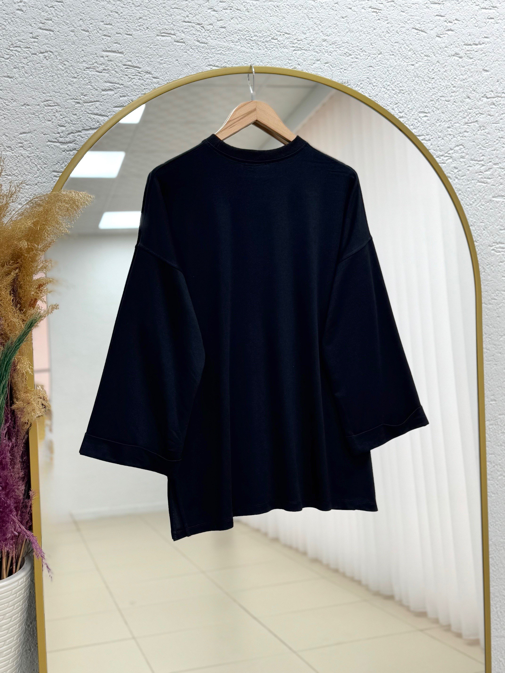 Ariyla Önü Ve Kol Ucu Dikişli Yanları Yırtmaçlı İki İp Sweat-ZN5988 Siyah