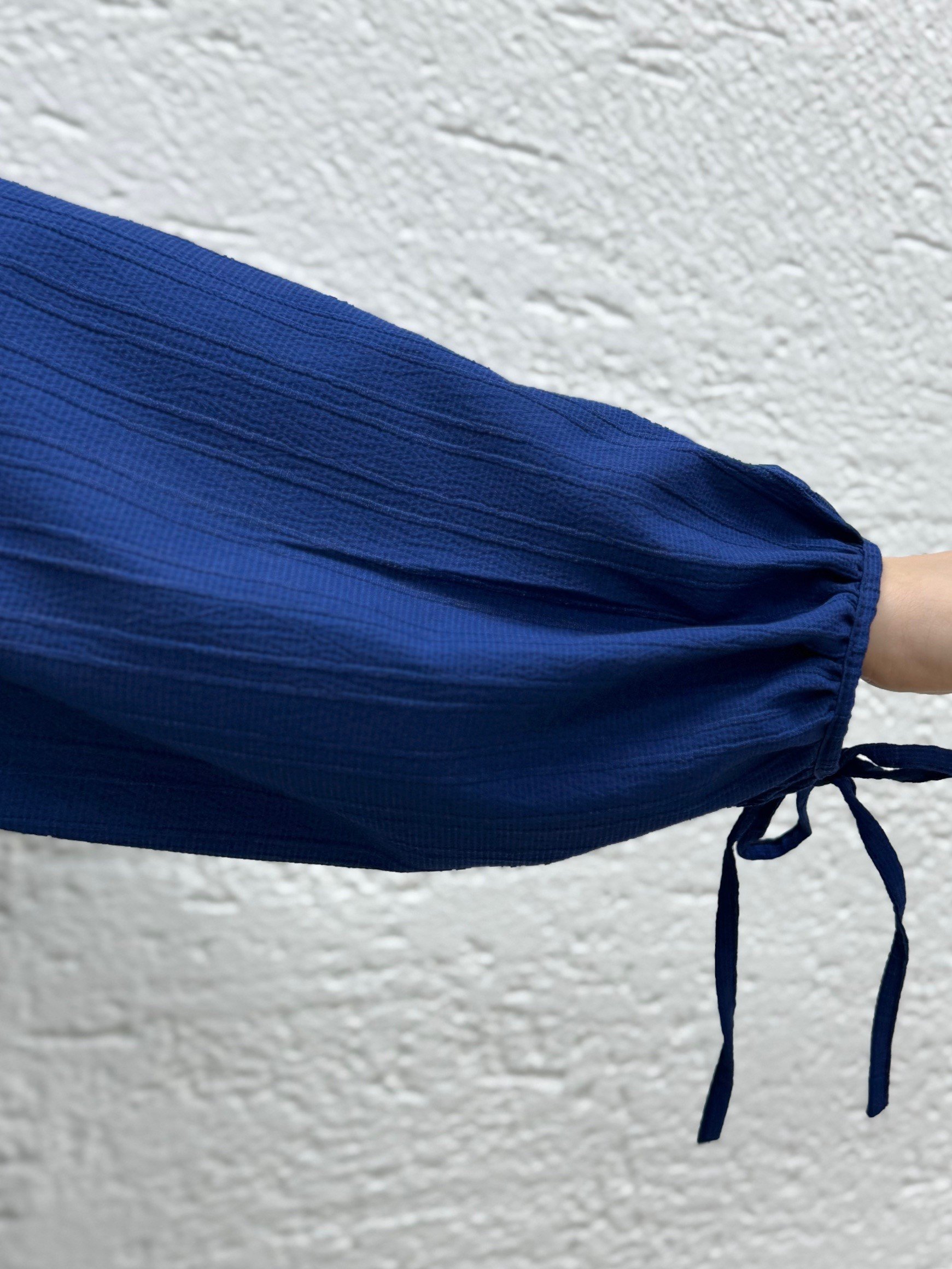 Ascona Kol Bağcıklı Boydan Düğmeli Etek Fırfırlı Dubai Takım-EK459 Lacivert