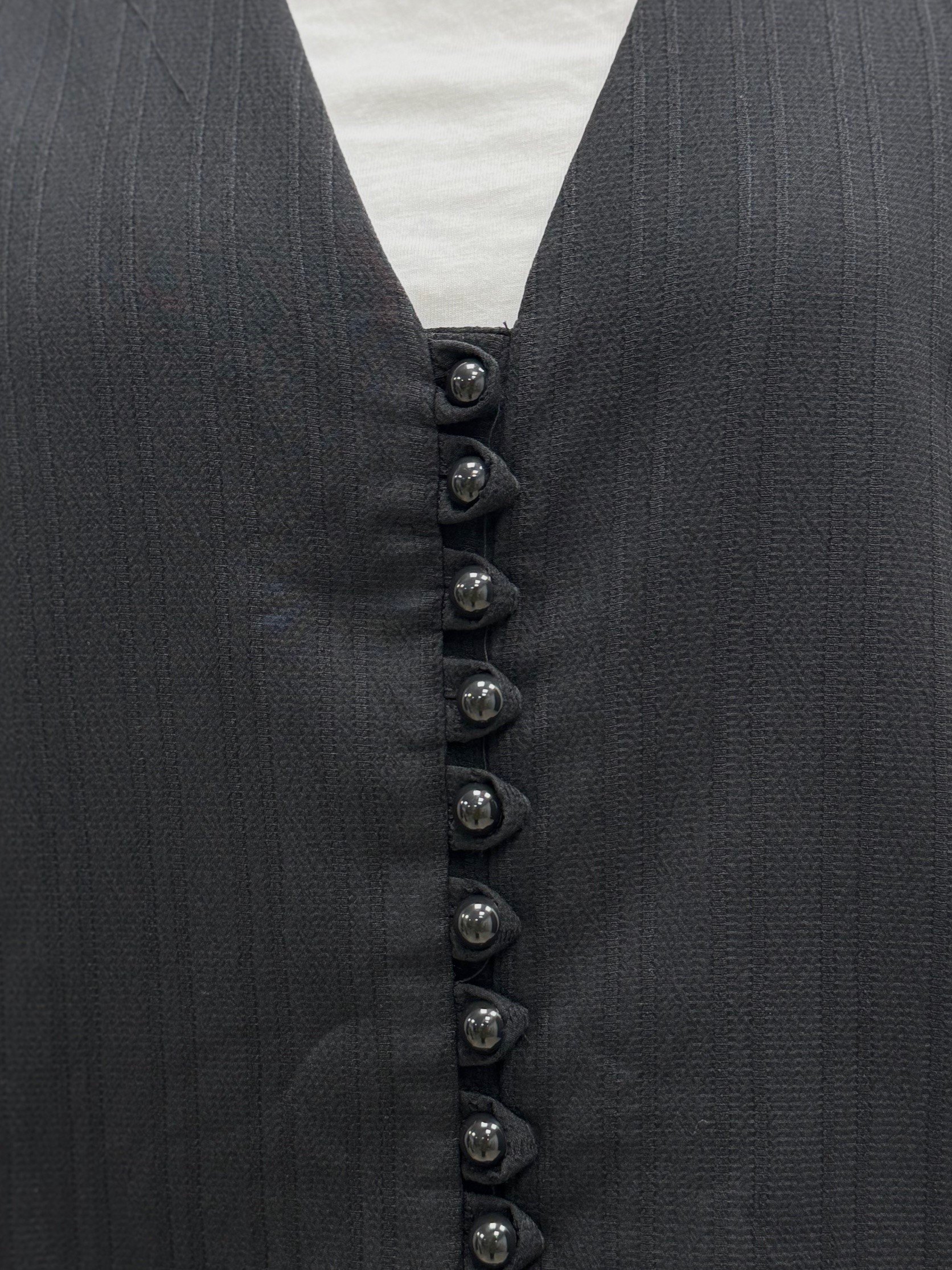 Ascona Kol Bağcıklı Boydan Düğmeli Etek Fırfırlı Dubai Takım-EK459 Siyah