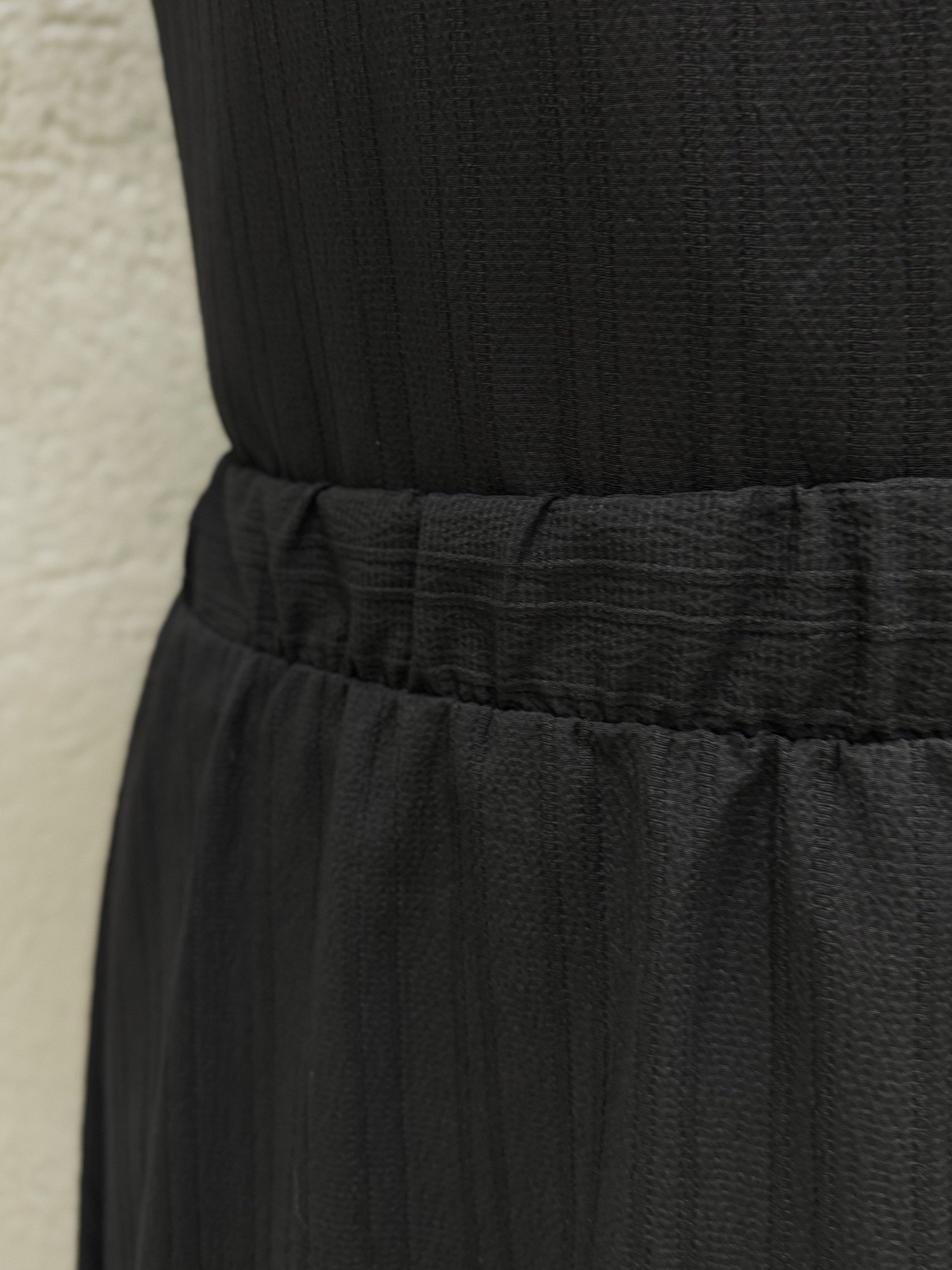 Ascona Kol Bağcıklı Boydan Düğmeli Etek Fırfırlı Dubai Takım-EK459 Siyah