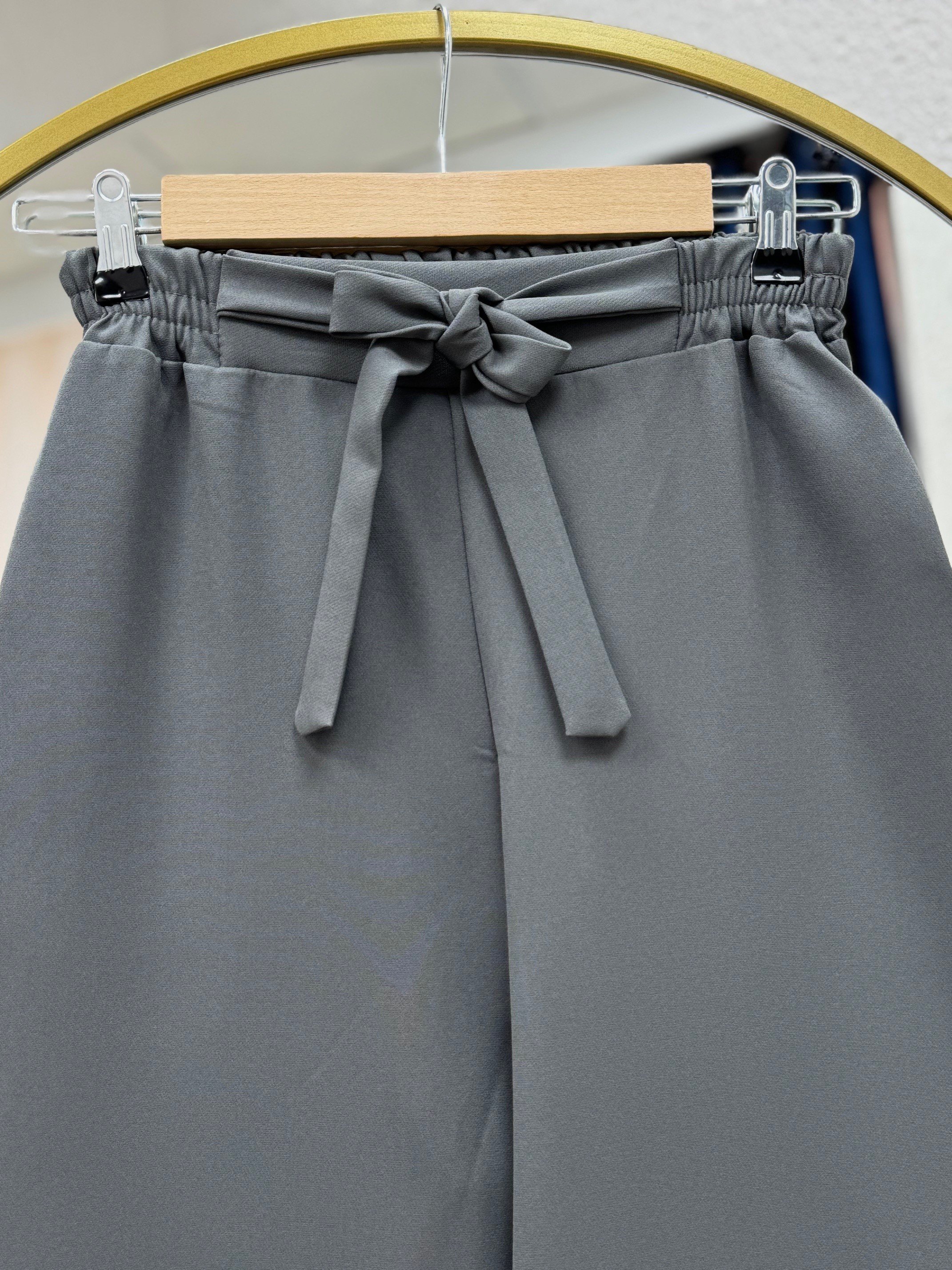 Asu Kuşaklı Bol Paça Pantolon-MT1445 Antrasit