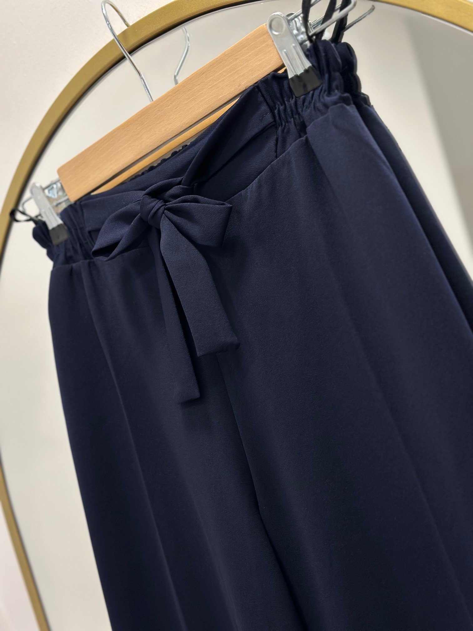 Asu Kuşaklı Bol Paça Pantolon-MT1445 Lacivert