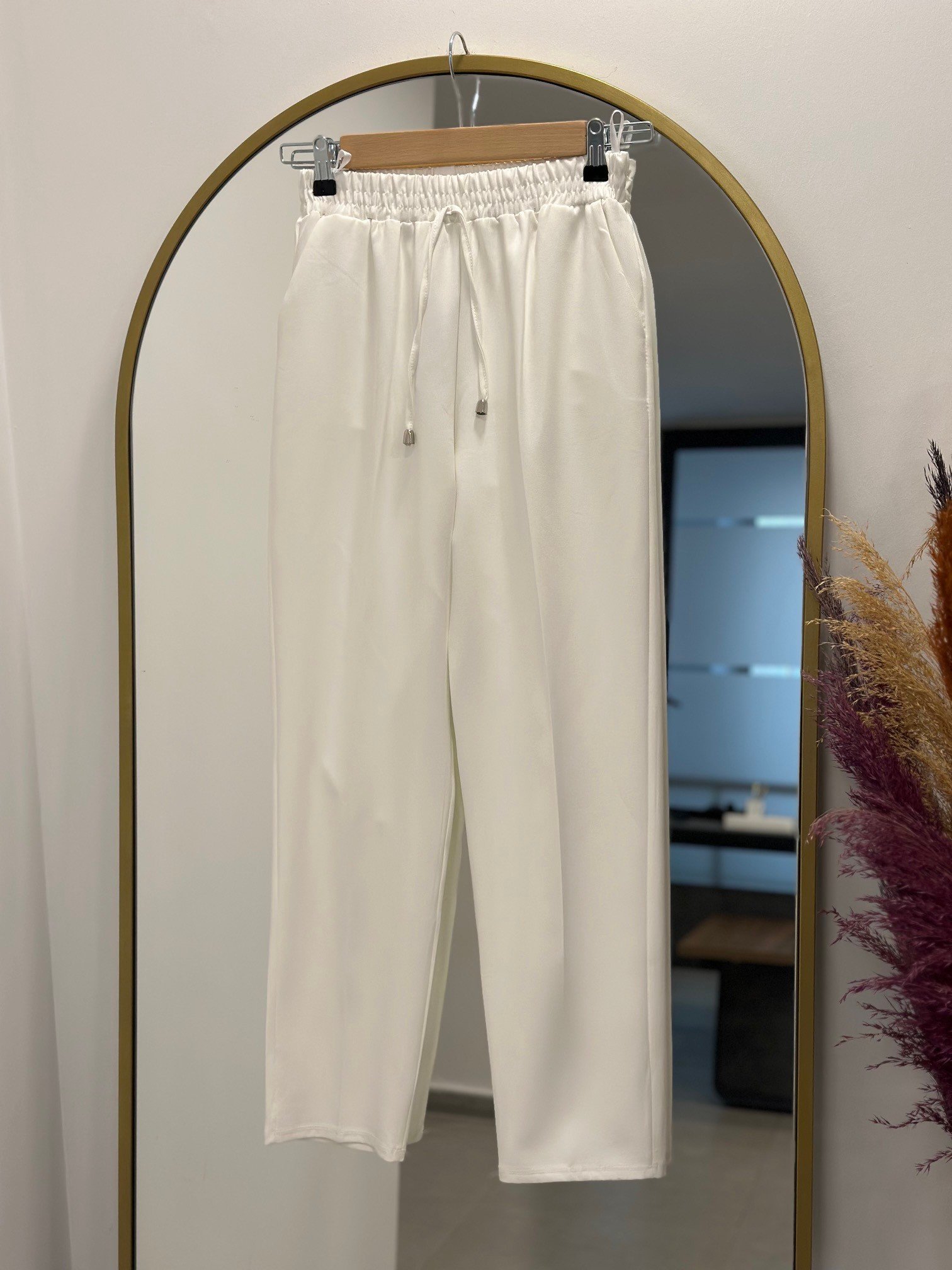 Asya Havuç Paça Pantolon-MT1444 Beyaz