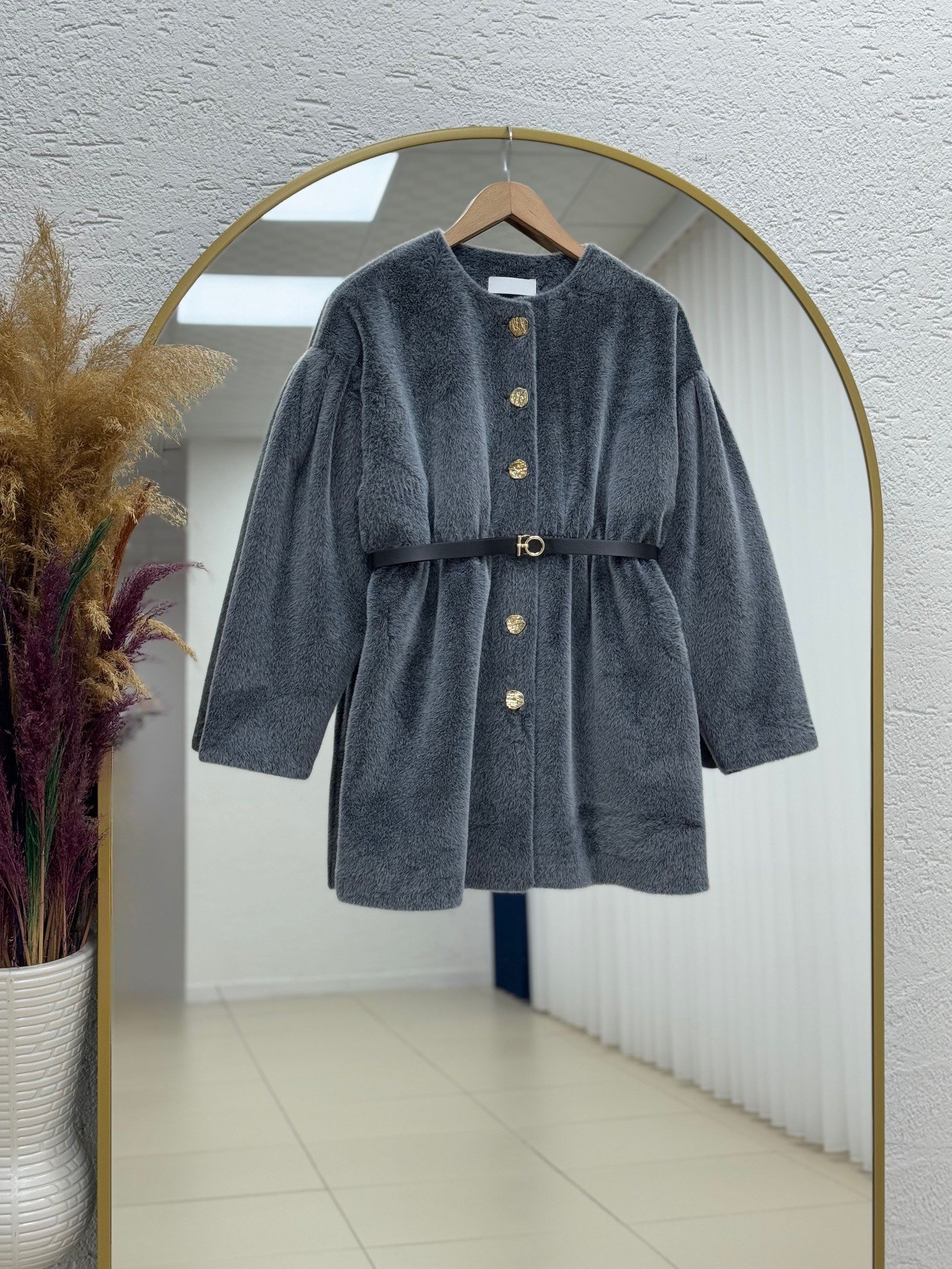 Barra Beli Lastikli Gold Düğmeli Balon Kol Fox Kaban-ZŞ6015 Antrasit