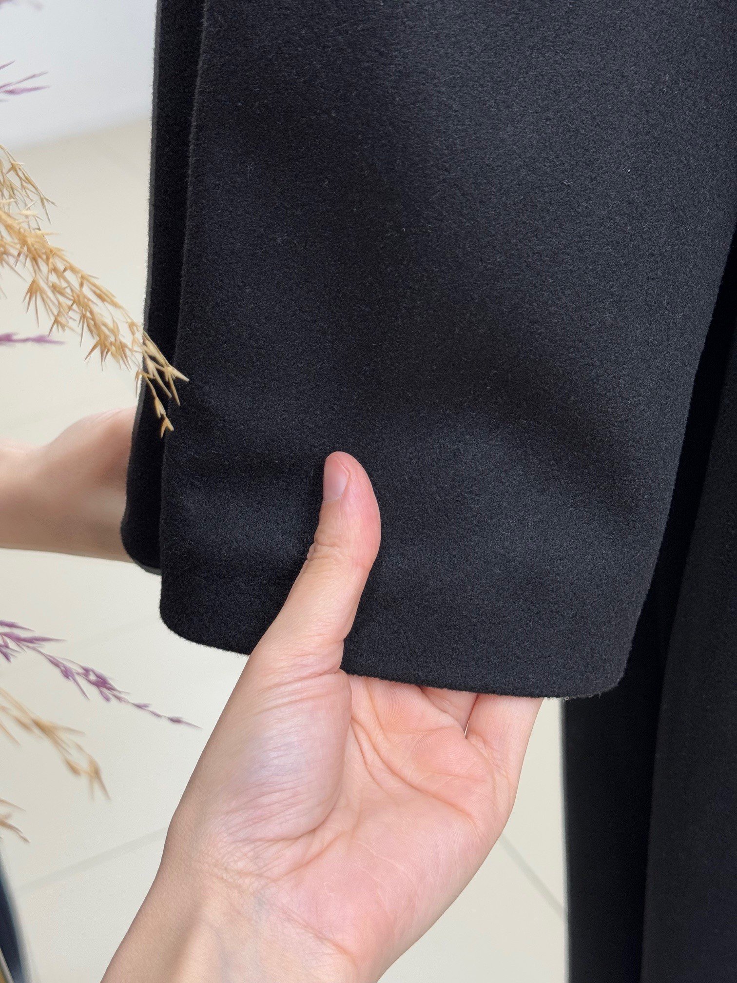 Barret Düğmeli Kuşaklı Kaşe Kaban-HK032 Siyah