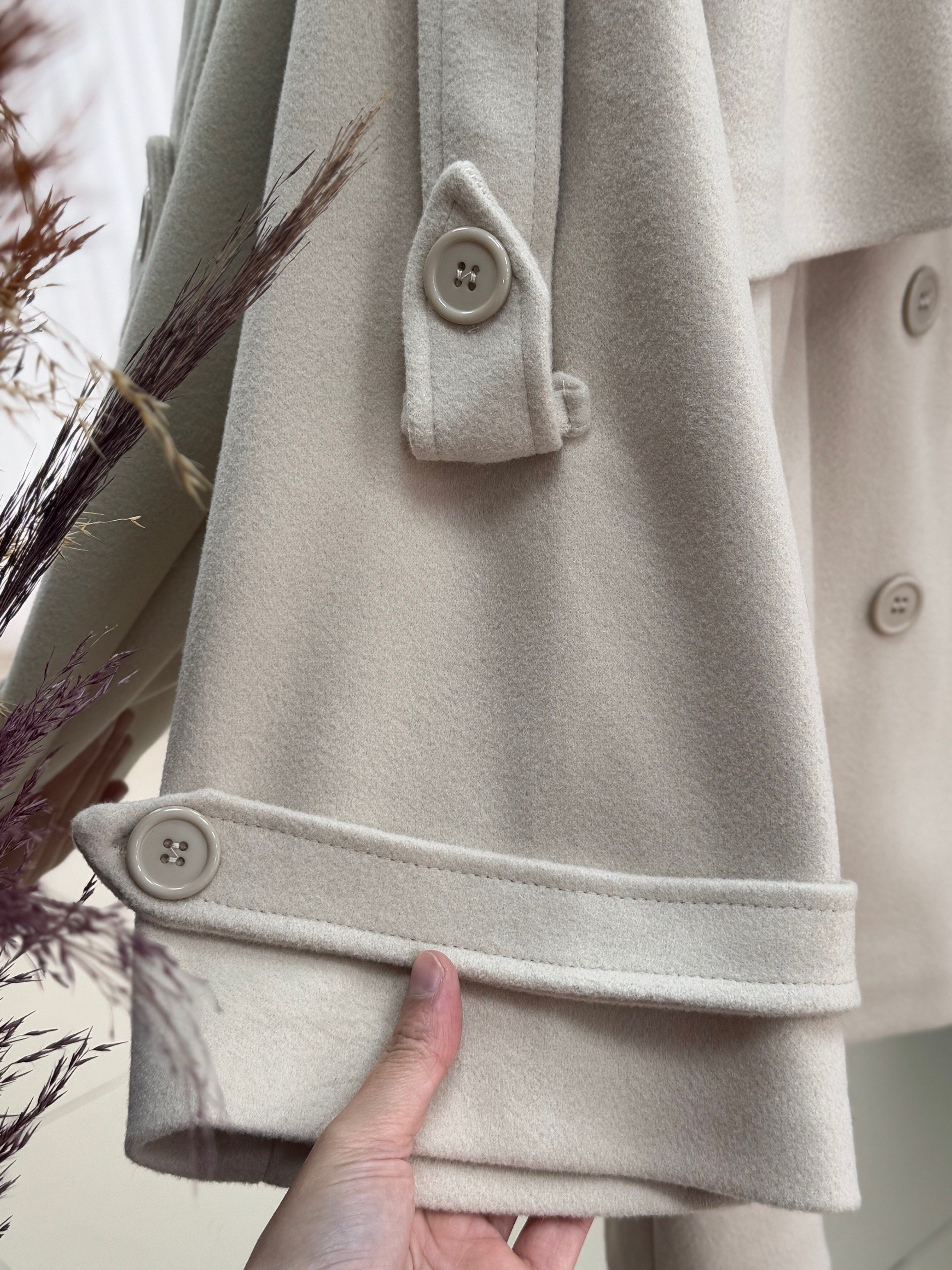 Basilia Kolu Düğme Detaylı Kapaklı Kısa Kaşe-EK683 Taş