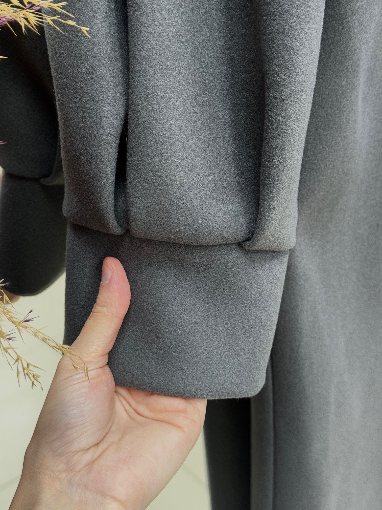 Basima Balon Kol Astarlı Düğmeli Kaşe Kaban-EK4114 Antrasit