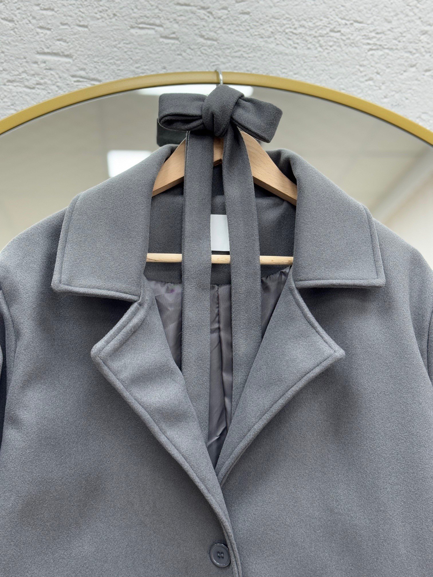 Basima Balon Kol Astarlı Düğmeli Kaşe Kaban-EK4114 Antrasit