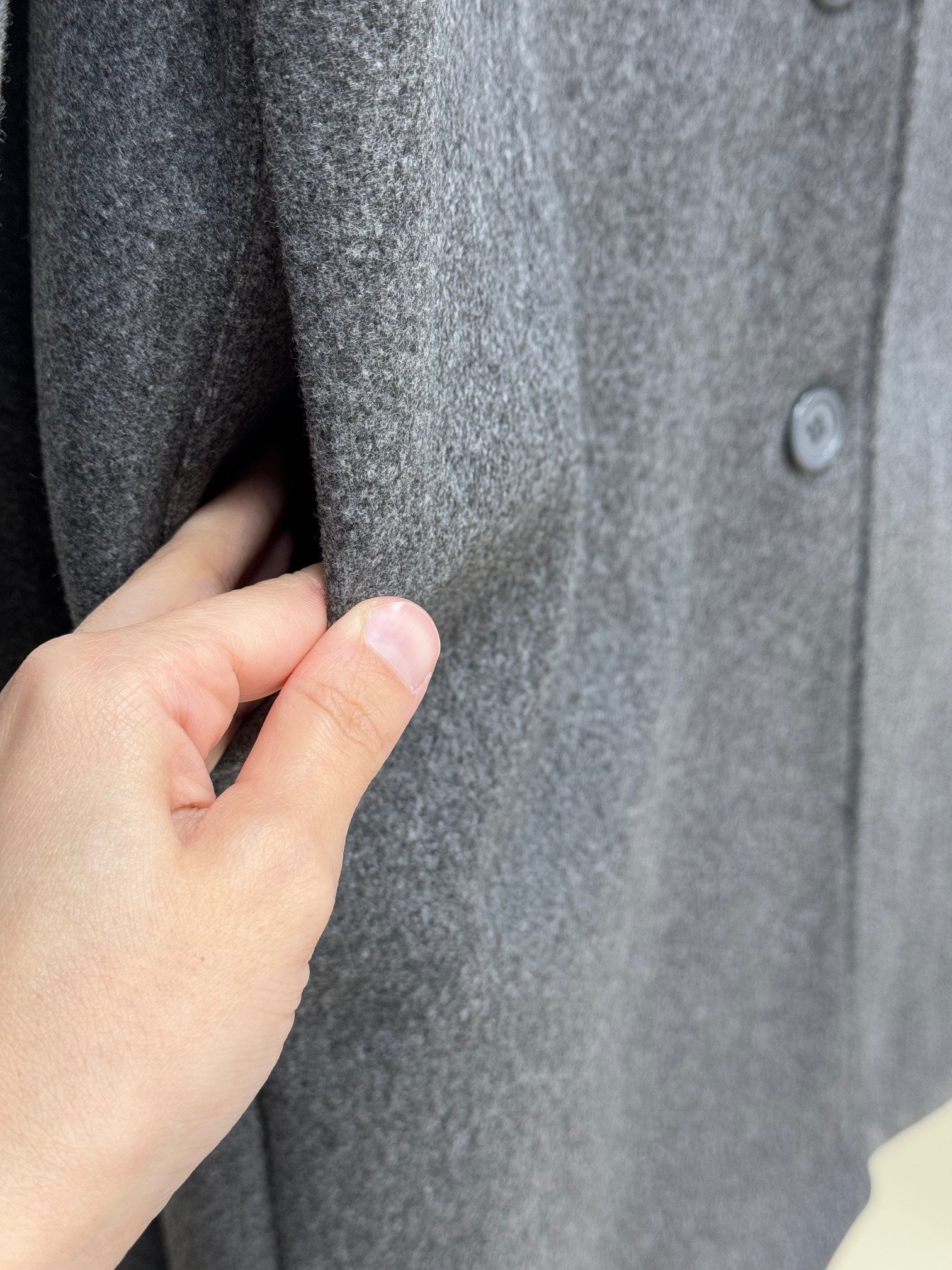 Basima Balon Kol Astarlı Düğmeli Kaşe Kaban-EK4114 Gri