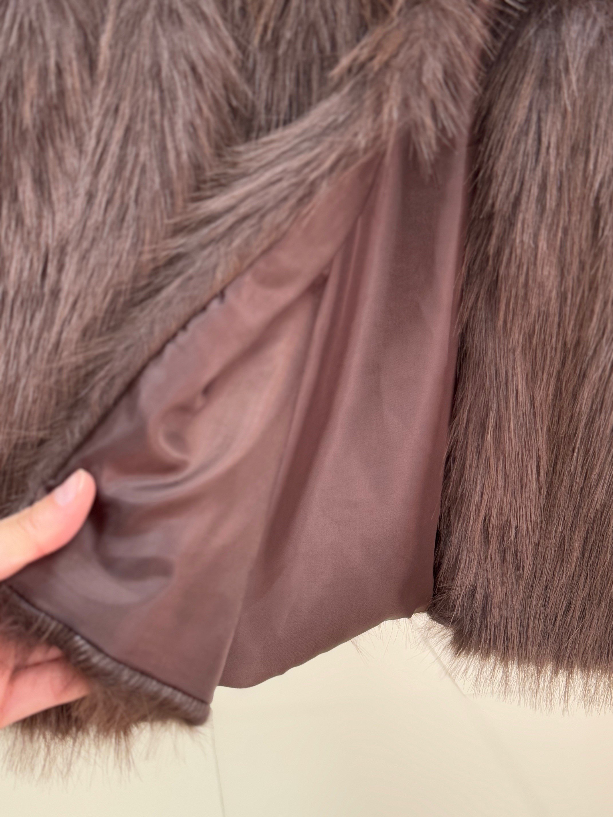 Bemessa Beli Lastikli Kemer Detaylı Kürk-BN8663 Kahve