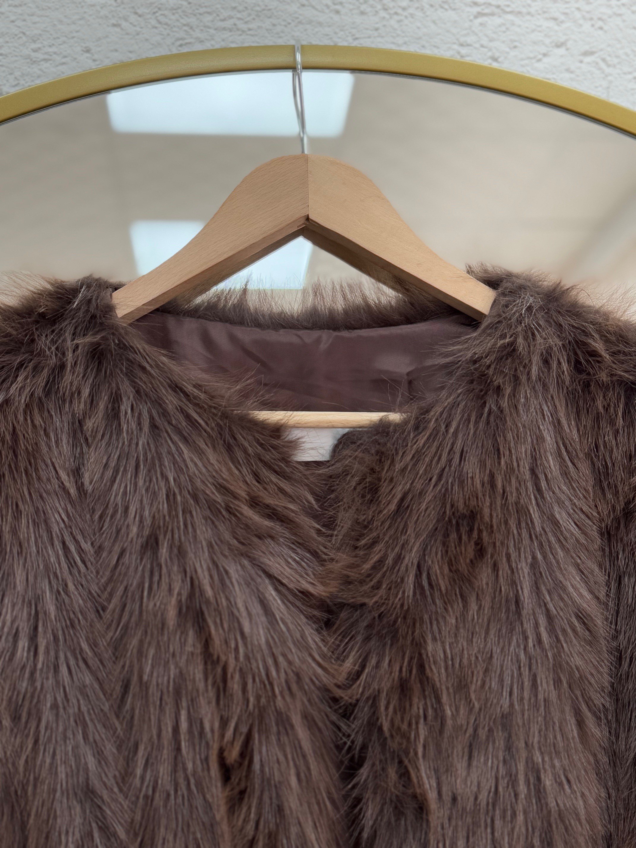 Bemessa Beli Lastikli Kemer Detaylı Kürk-BN8663 Kahve