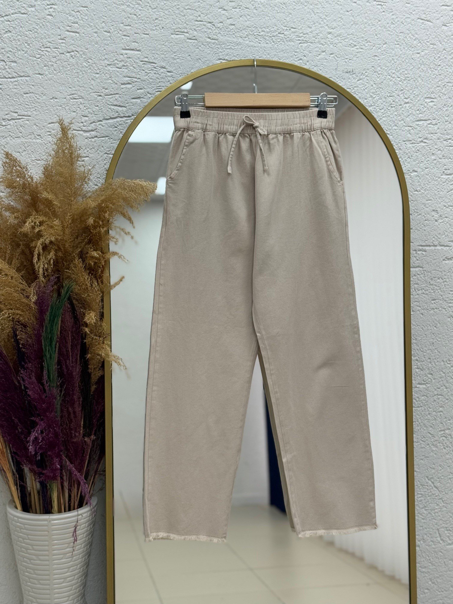 Bemona Çift Cepli Paça Püsküllü Gabardin Pantolon-MA5284 Taş