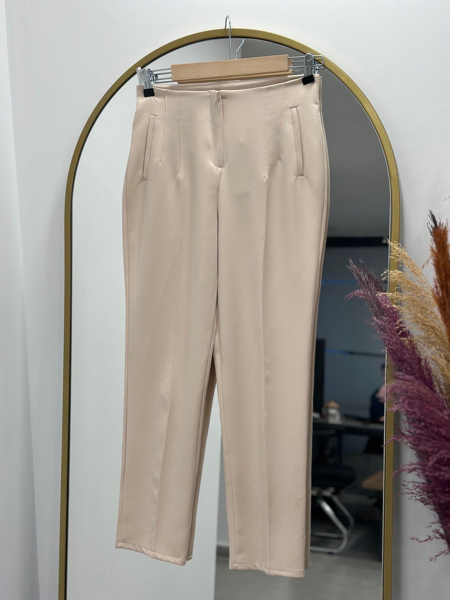 Beren Gizli Cepli Pantolon-MT1508 Taş