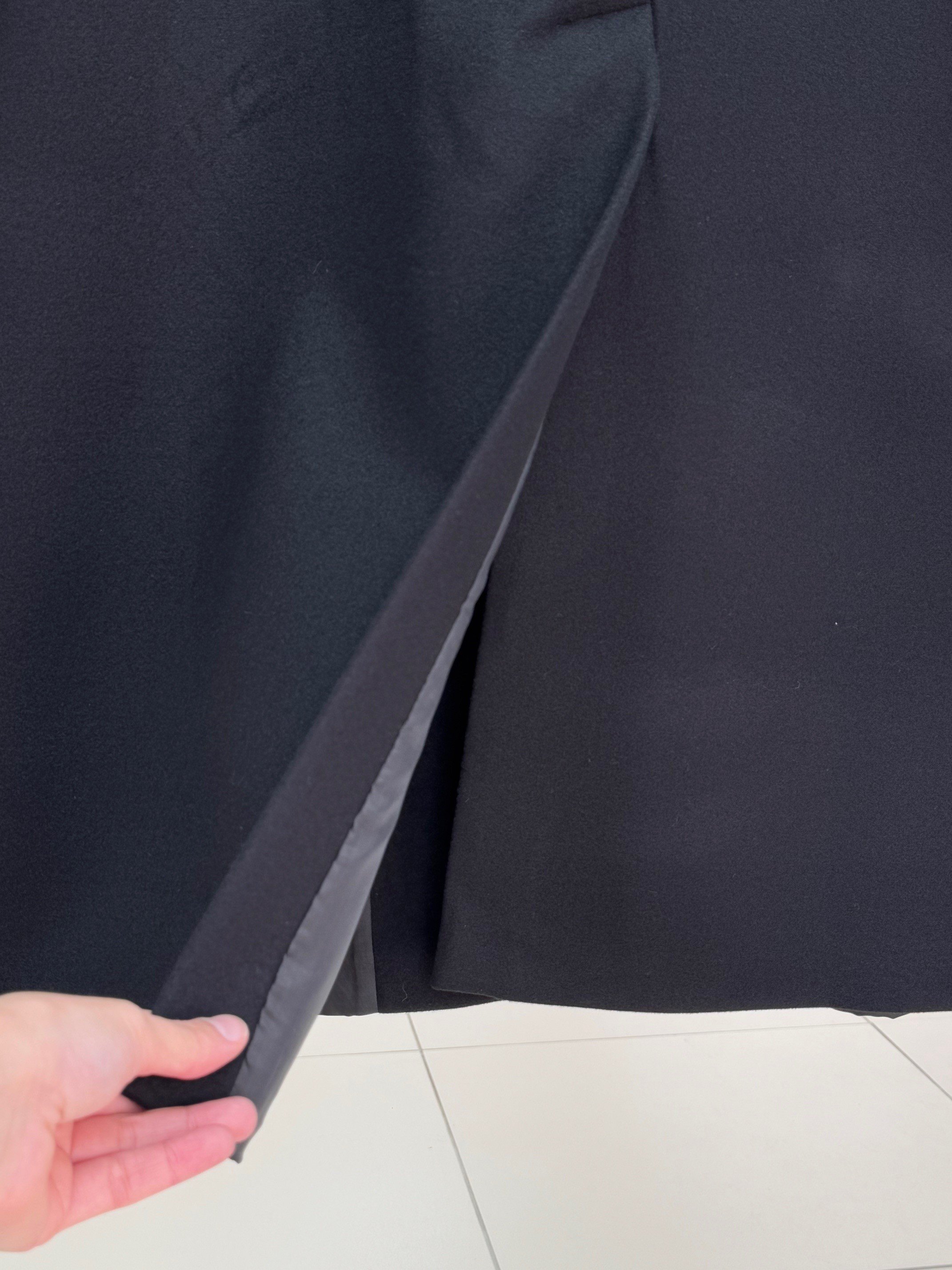 Camasya Kol Ucu Düğmeli Çift Cepli Kaşe Kaban-HE2901 Siyah