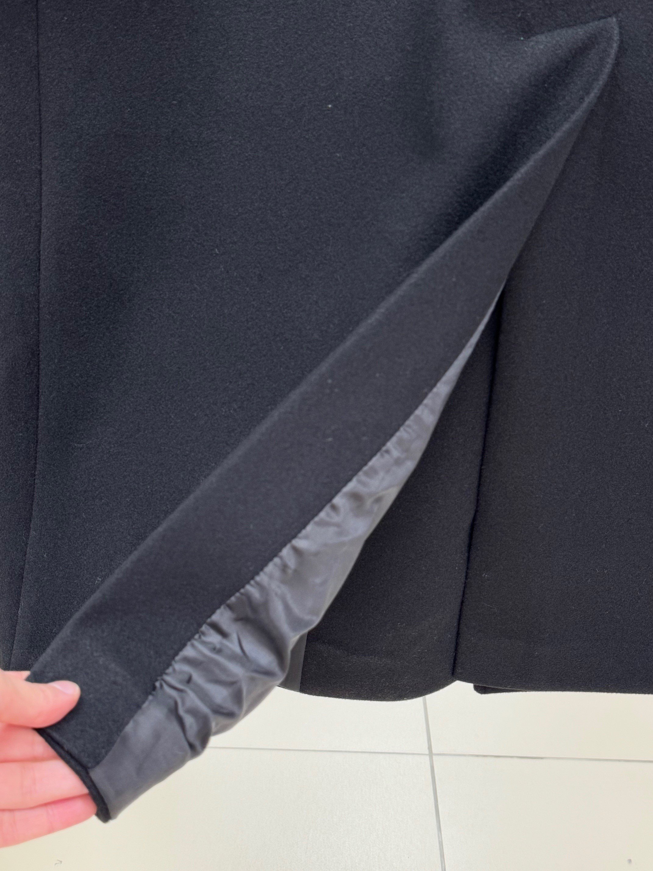 Camesia Çift Cepli Kemerli Kaşe Kaban-BR7759 Siyah