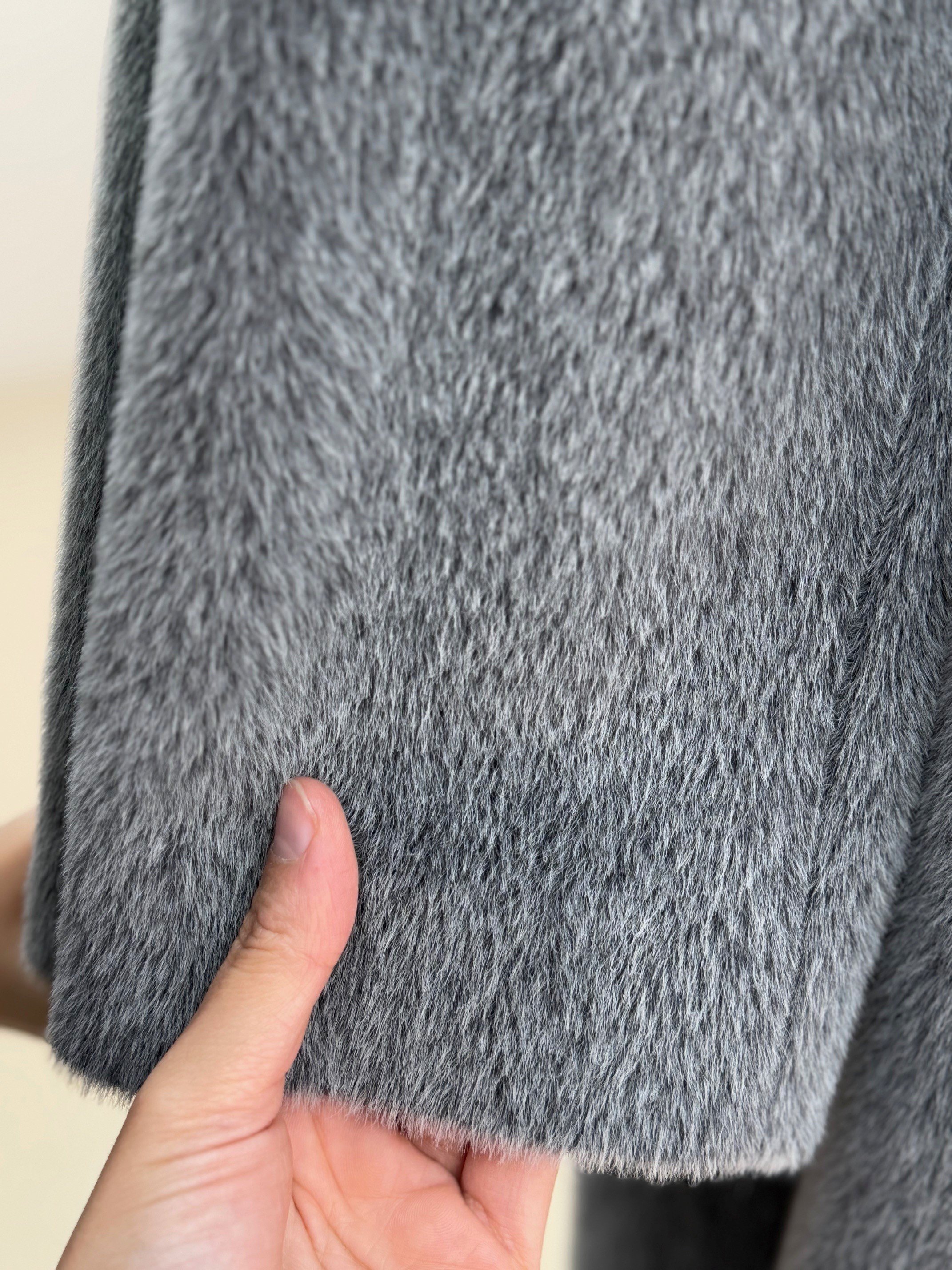 Cametta Kruvaze Yaka Blok Kemer Geçişli Kaban-BR70025 Gri