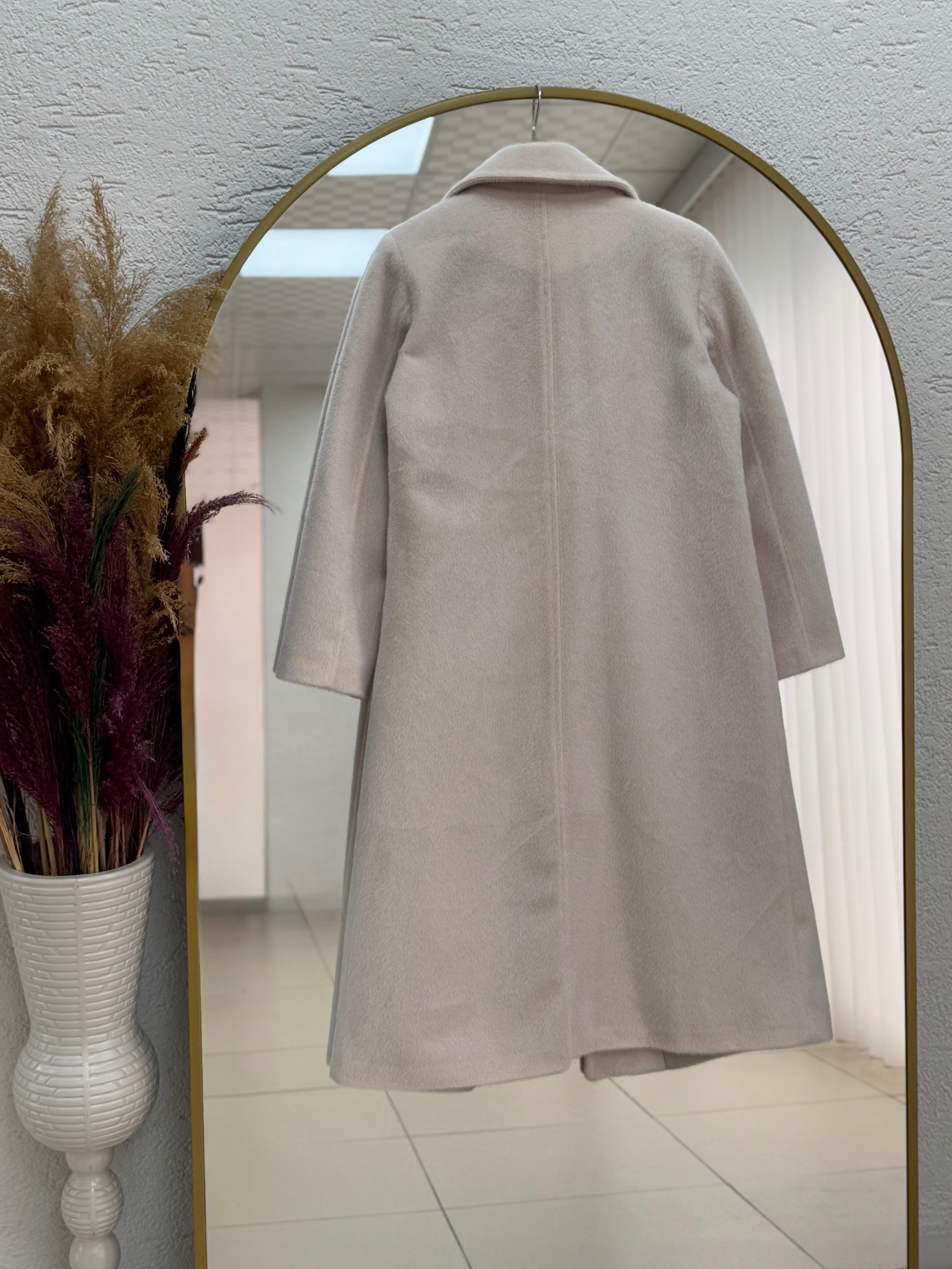 Cametta Kruvaze Yaka Blok Kemer Geçişli Kaban-BR70025 Taş