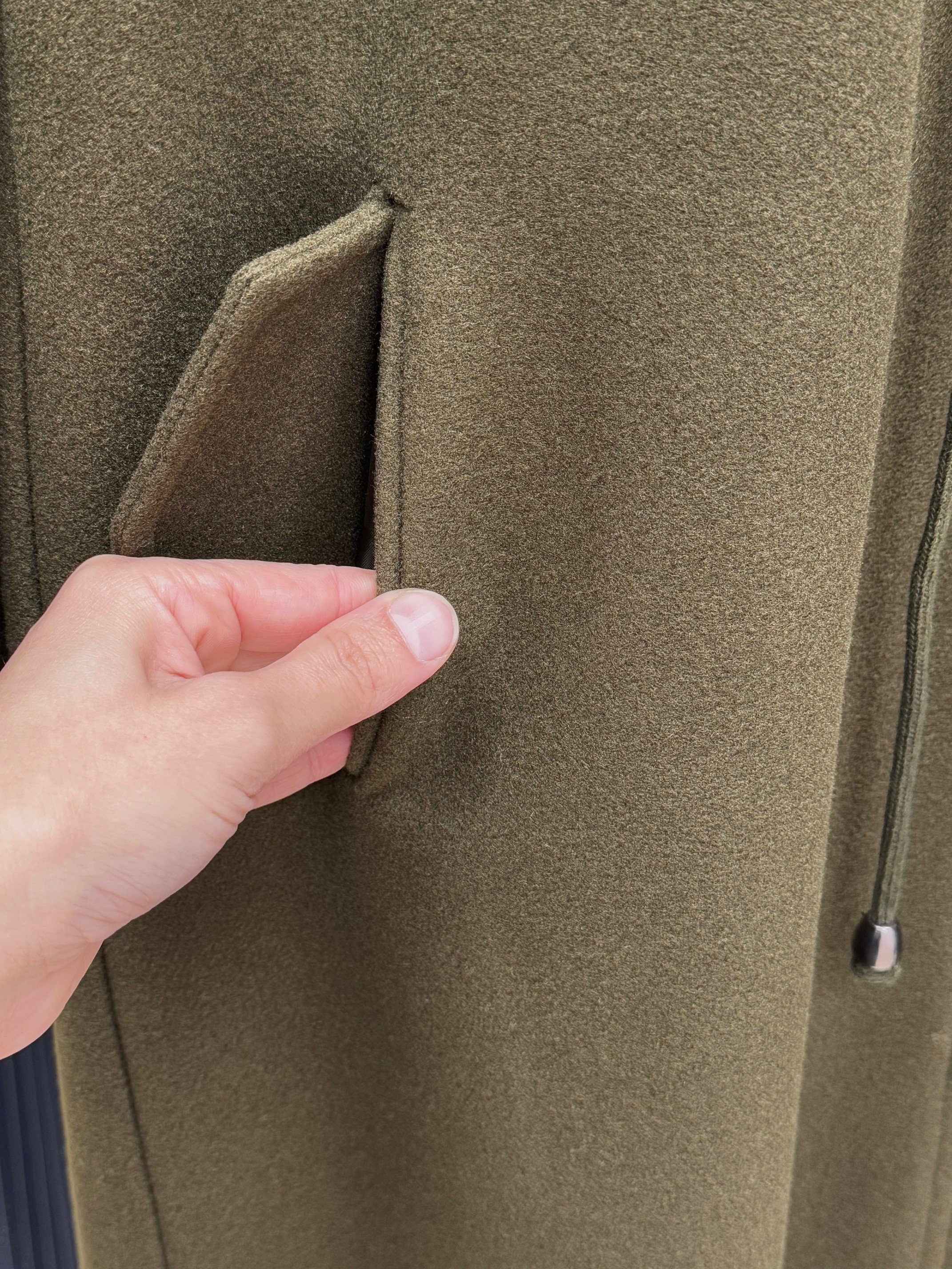 Camina Beli Tünelli Kapşonu Kürklü Ara Boy Kaban-ZŞ4713 Haki