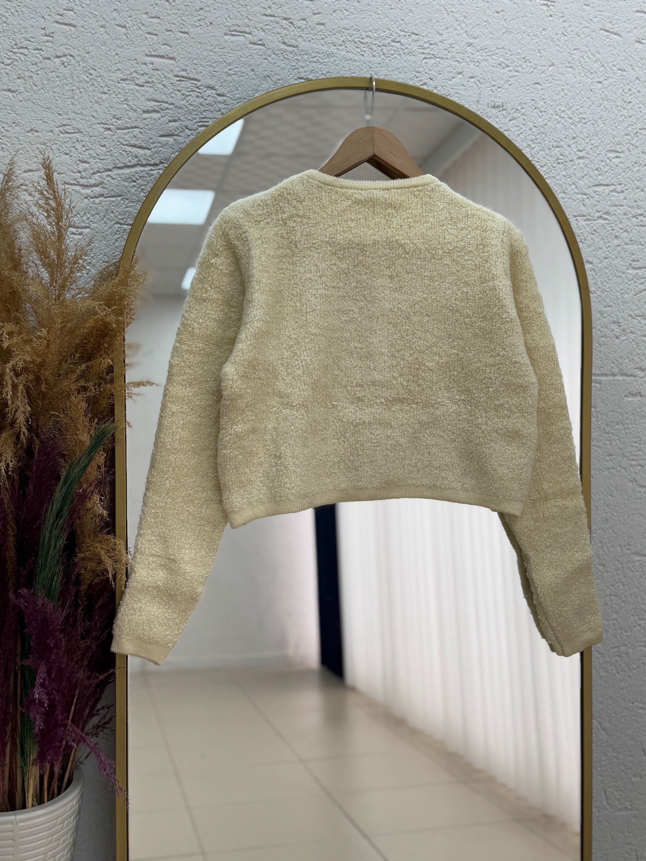 Camuna Gold Düğmeli Mini Peluş Hırka-Zİ5558 Taş