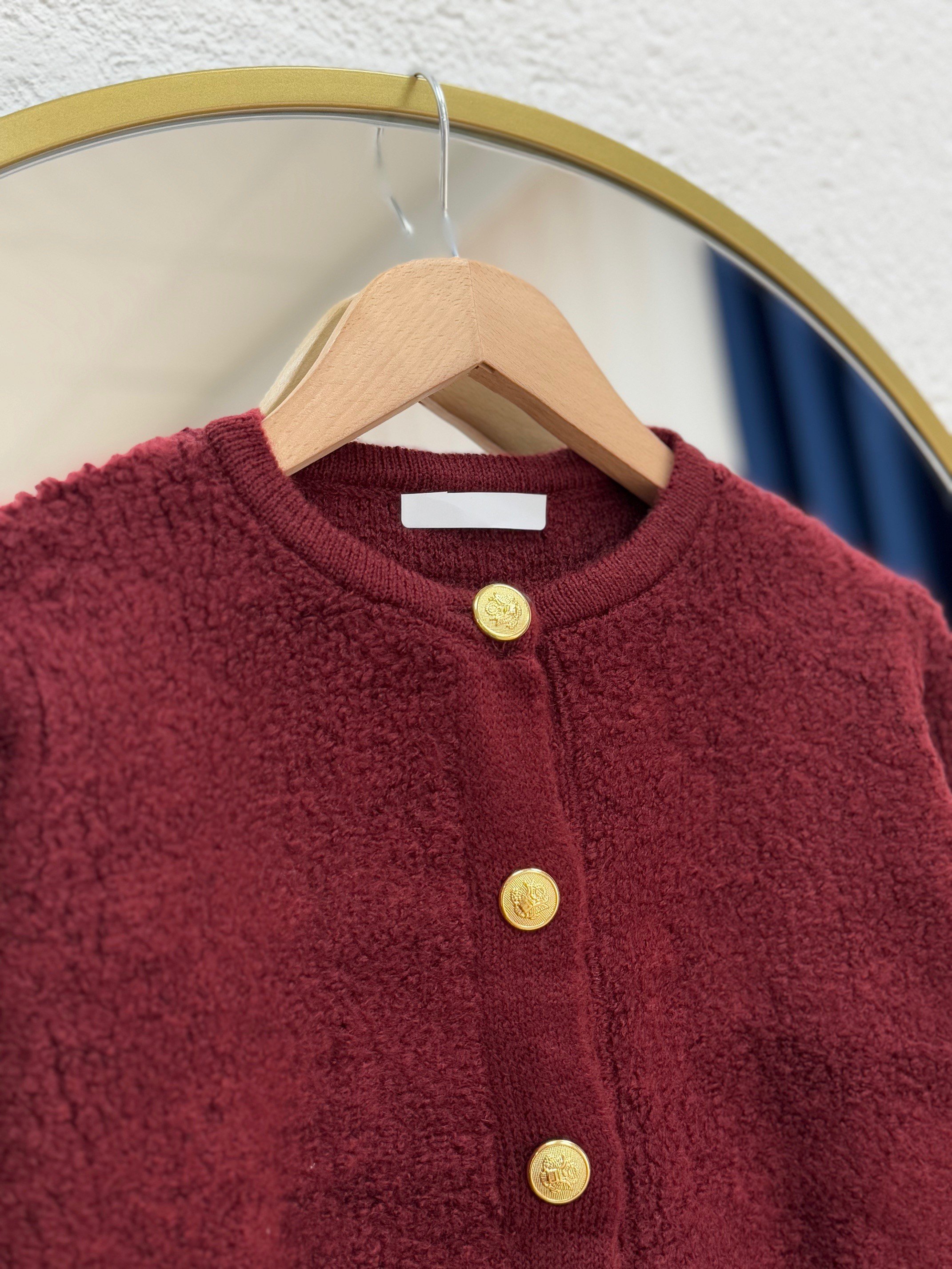 Camuna Gold Düğmeli Mini Peluş Hırka-Zİ5558 Bordo