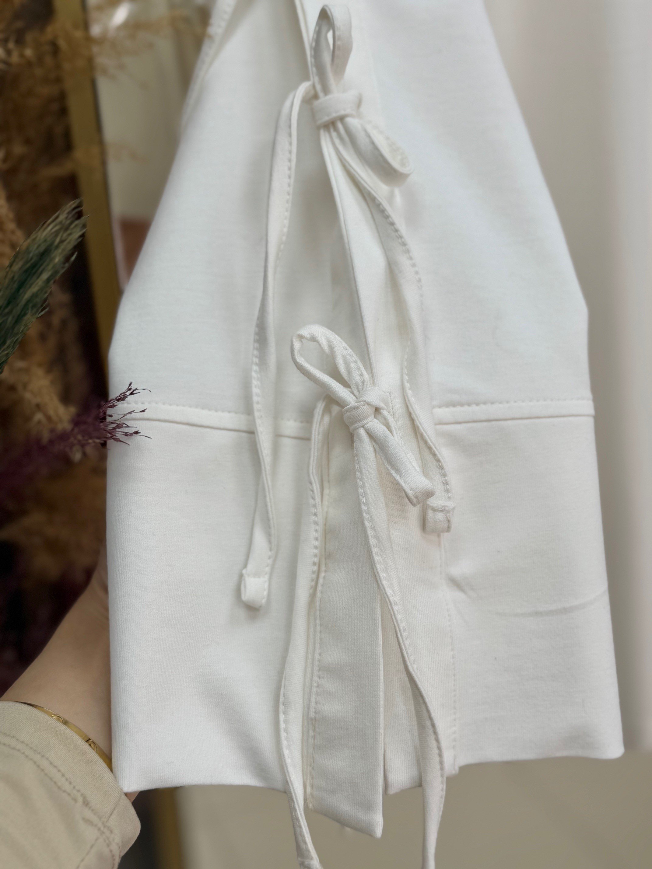 Capedra Kolları Bağcık Detaylı Sweatshirt-EU3089 Ekru