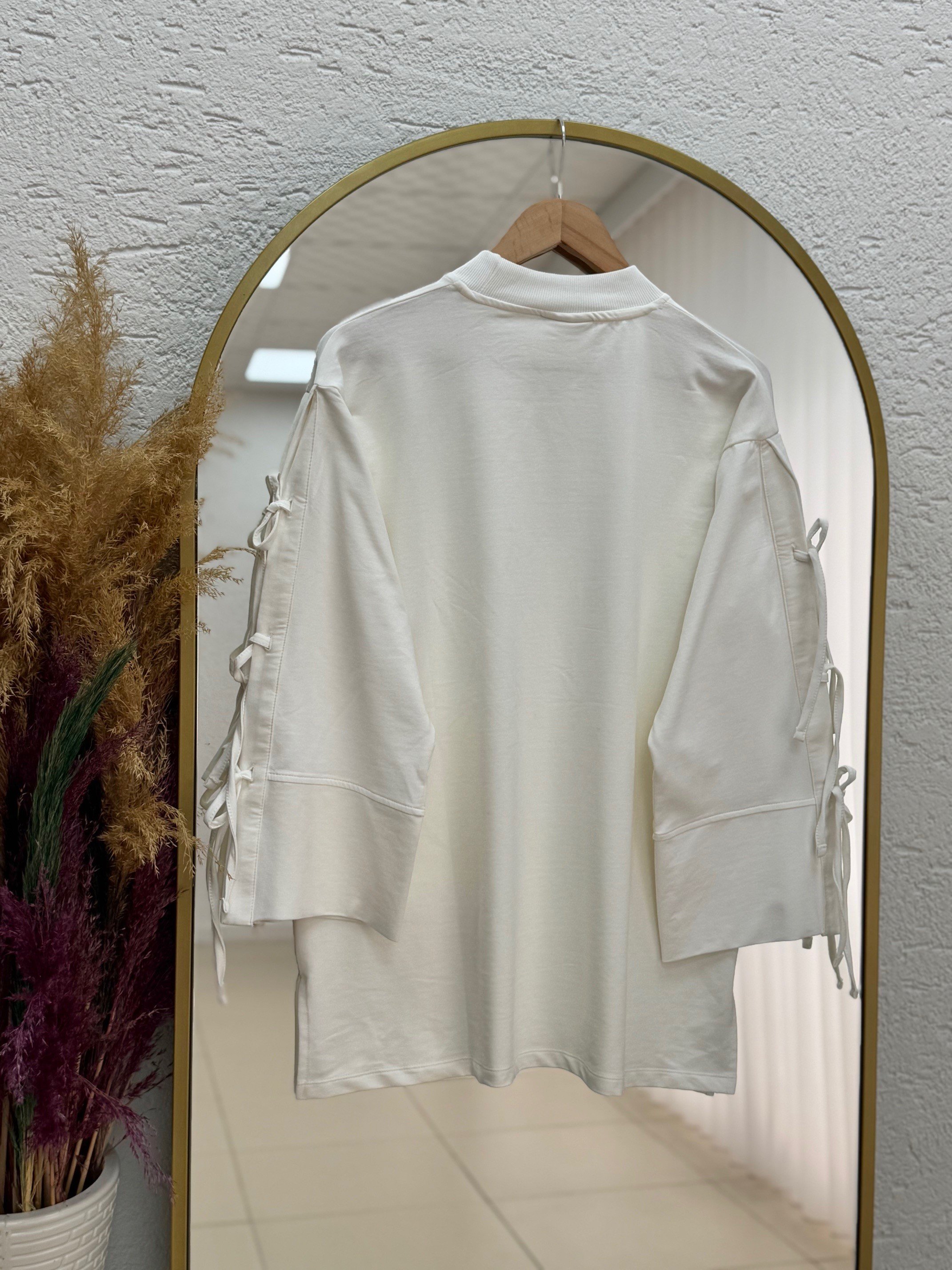 Capedra Kolları Bağcık Detaylı Sweatshirt-EU3089 Ekru