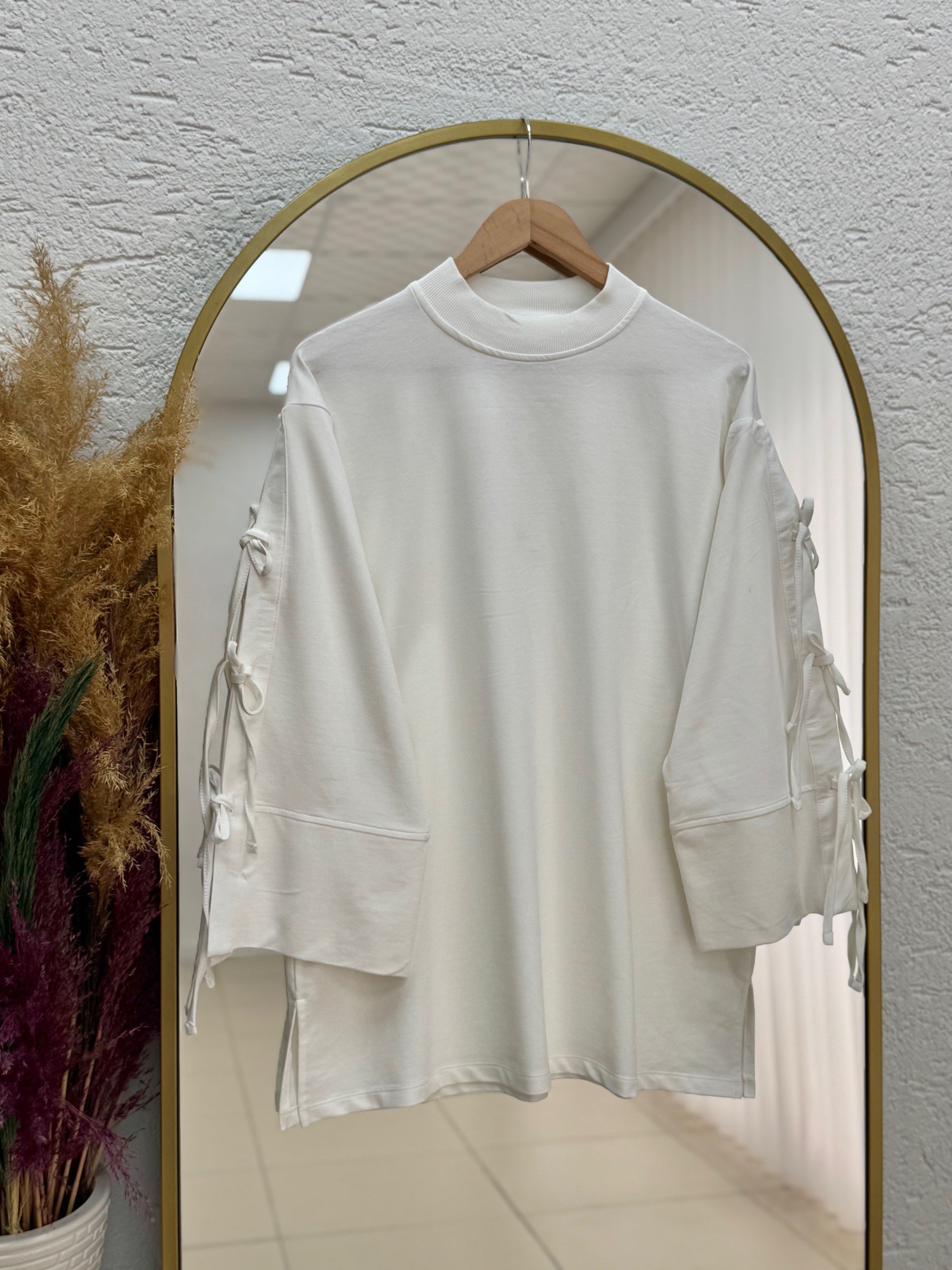 Capedra Kolları Bağcık Detaylı Sweatshirt-EU3089 Ekru