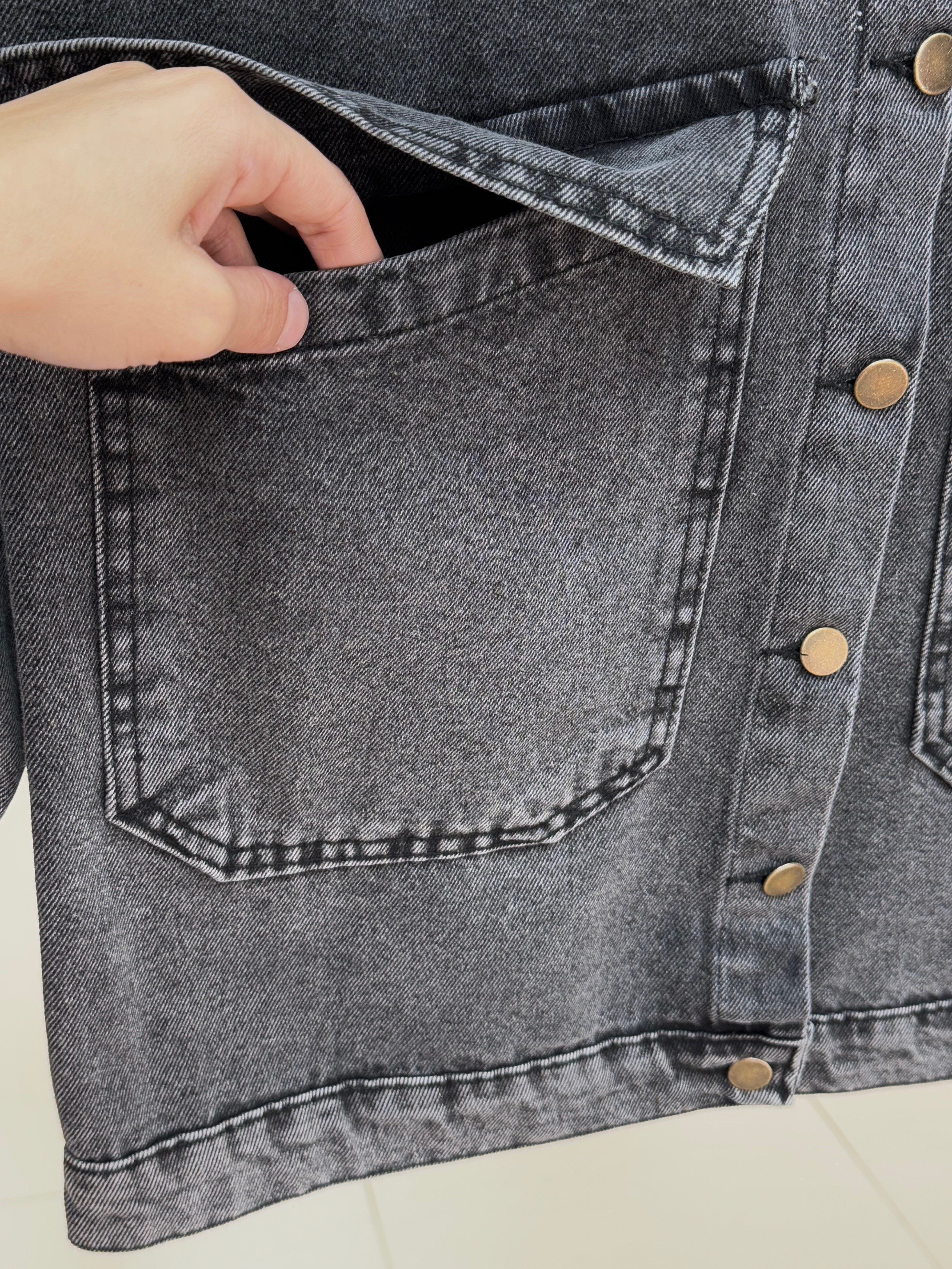 Capenia Cepleri Kapaklı Robalı Kot Ceket-LS3322 Antrasit