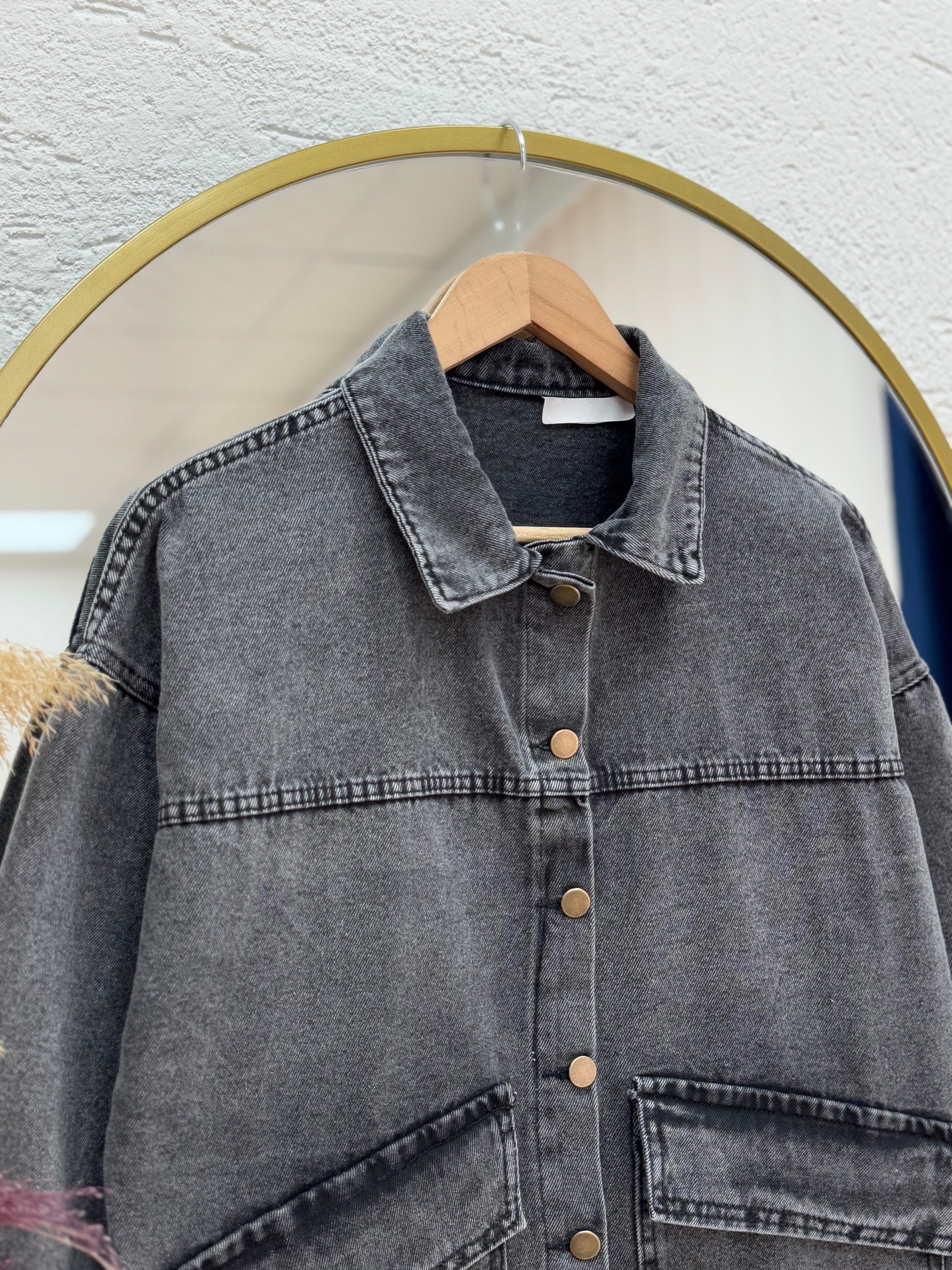 Capenia Cepleri Kapaklı Robalı Kot Ceket-LS3322 Antrasit