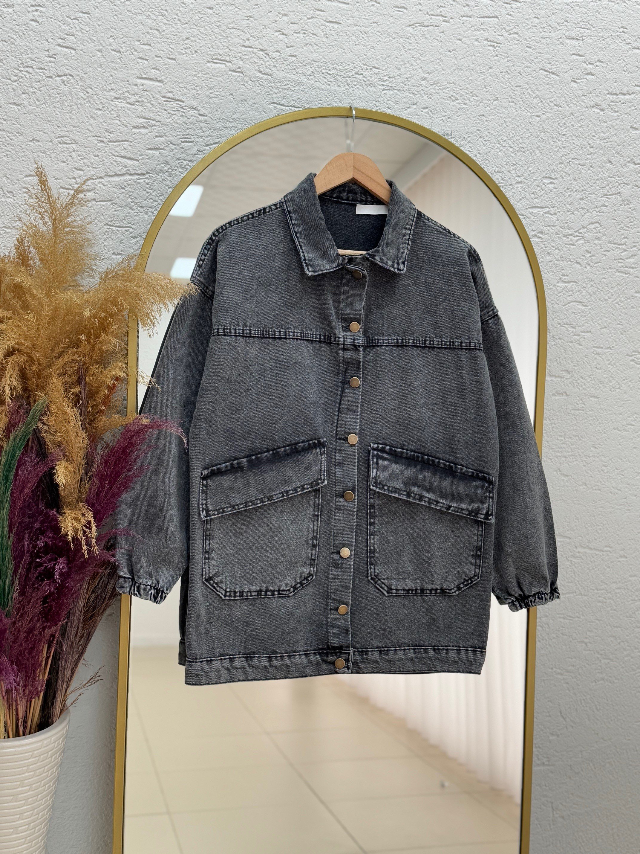 Capenia Cepleri Kapaklı Robalı Kot Ceket-LS3322 Antrasit