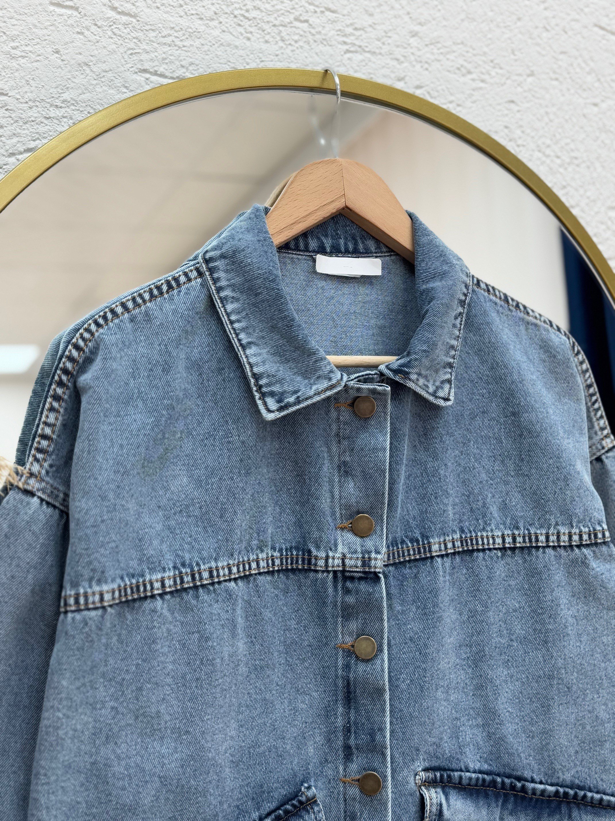 Capenia Cepleri Kapaklı Robalı Kot Ceket-LS3322 Açık Mavi