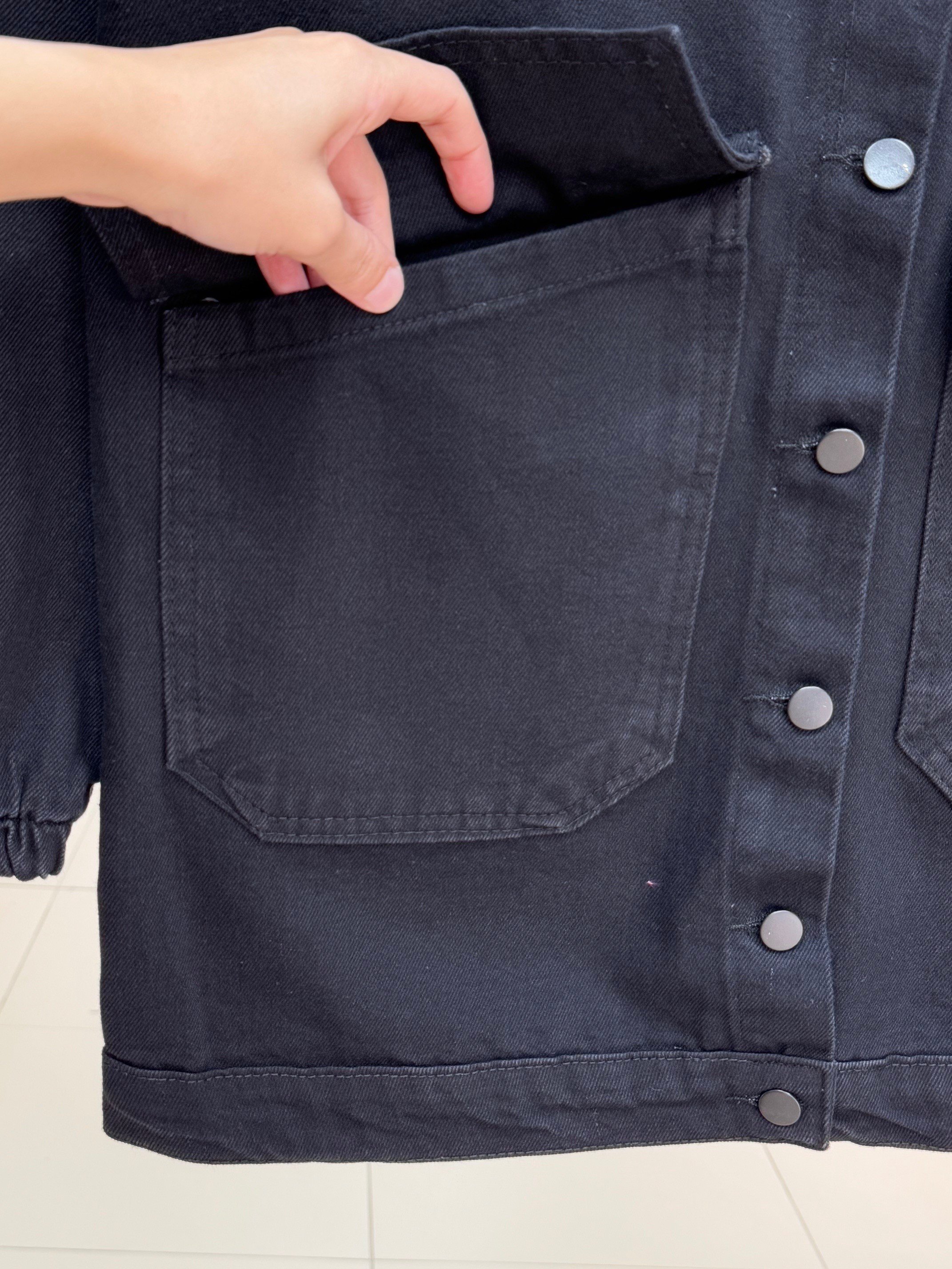 Capenia Cepleri Kapaklı Robalı Kot Ceket-LS3322 Siyah