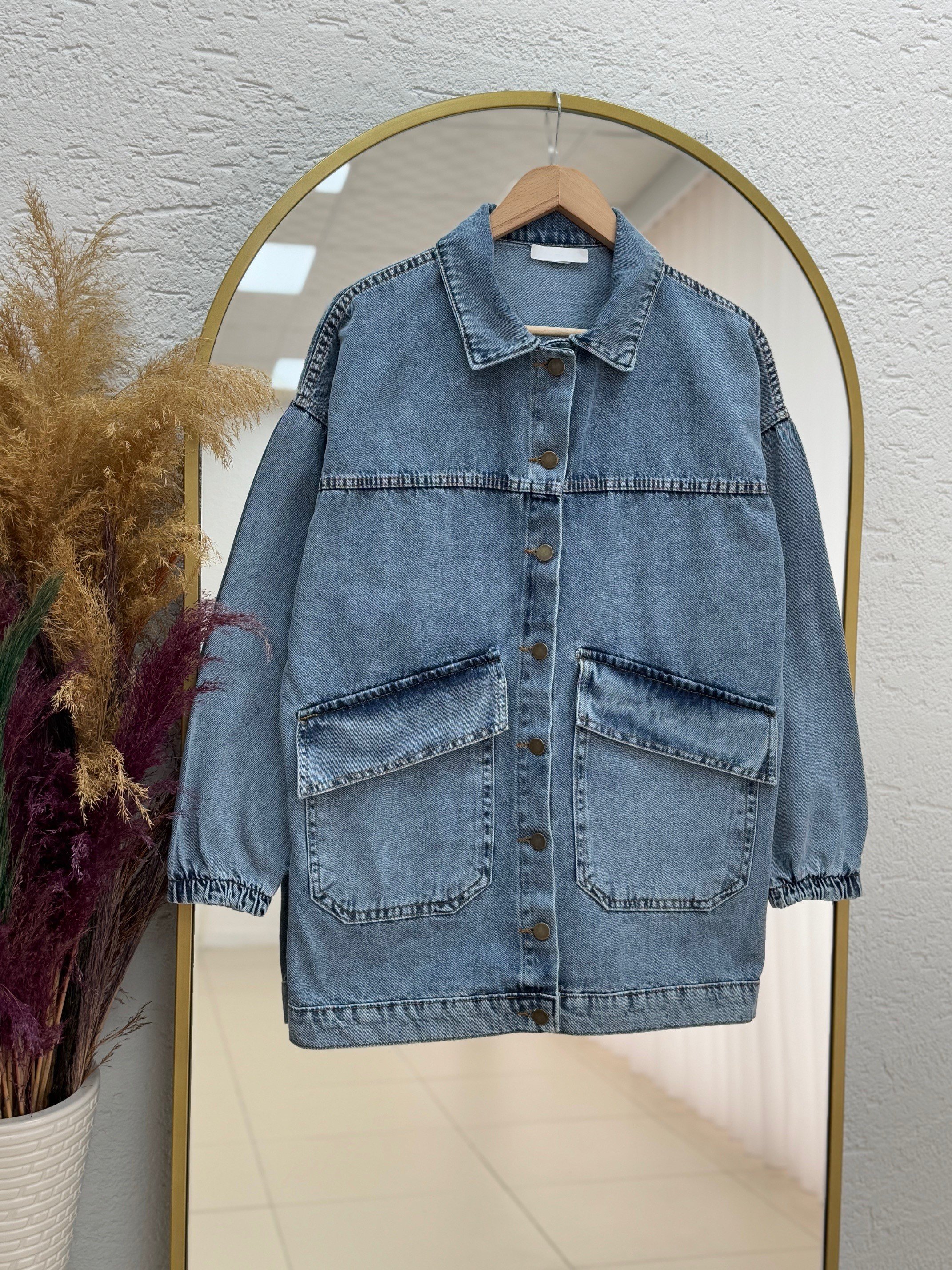 Capenia Cepleri Kapaklı Robalı Kot Ceket-LS3322 Açık Mavi