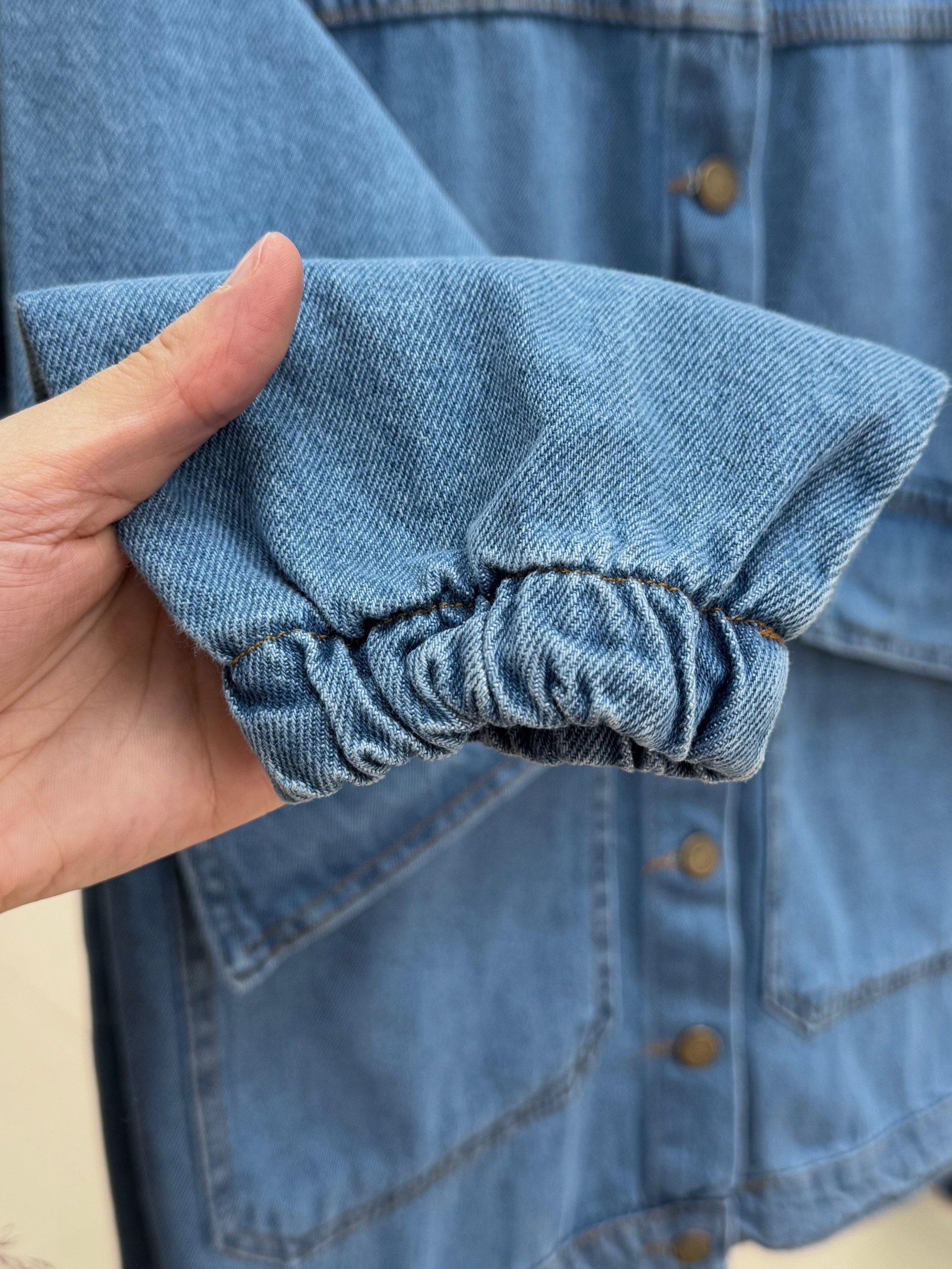 Capenia Cepleri Kapaklı Robalı Kot Ceket-LS3322 Mavi